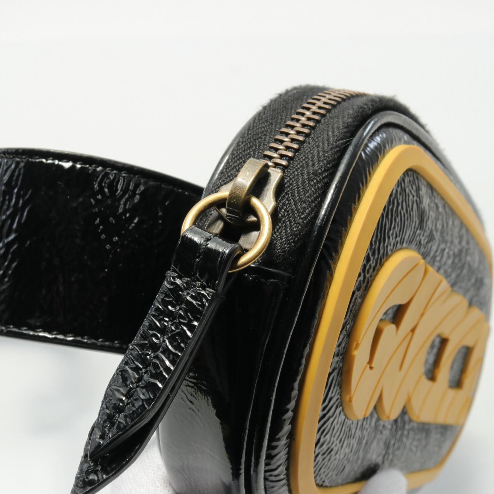 Gucci Gucci Game Patch Logo Belt Bag Body Waist Patent Leather Black Size ONE SIZE - 8 Thumbnail