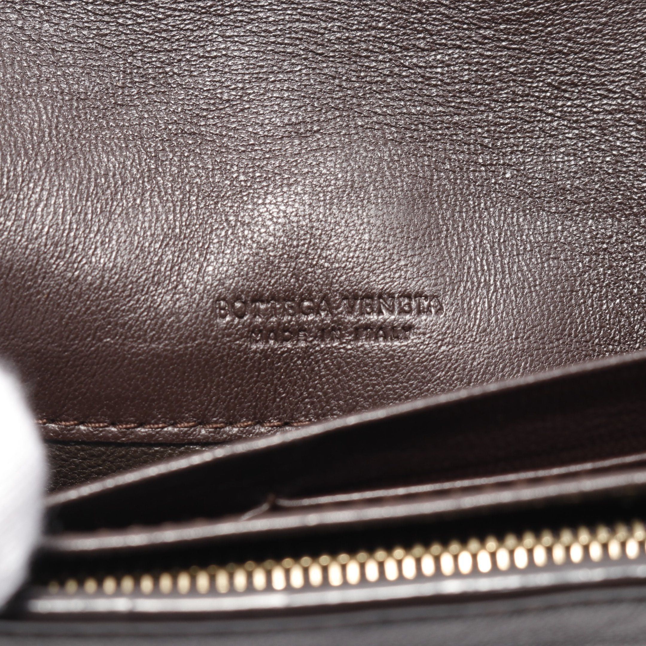 Bottega Veneta Bottega Veneta Intrecciato Bi-Fold Long Wallet Leather Dark Brown Size ONE SIZE - 4 Thumbnail