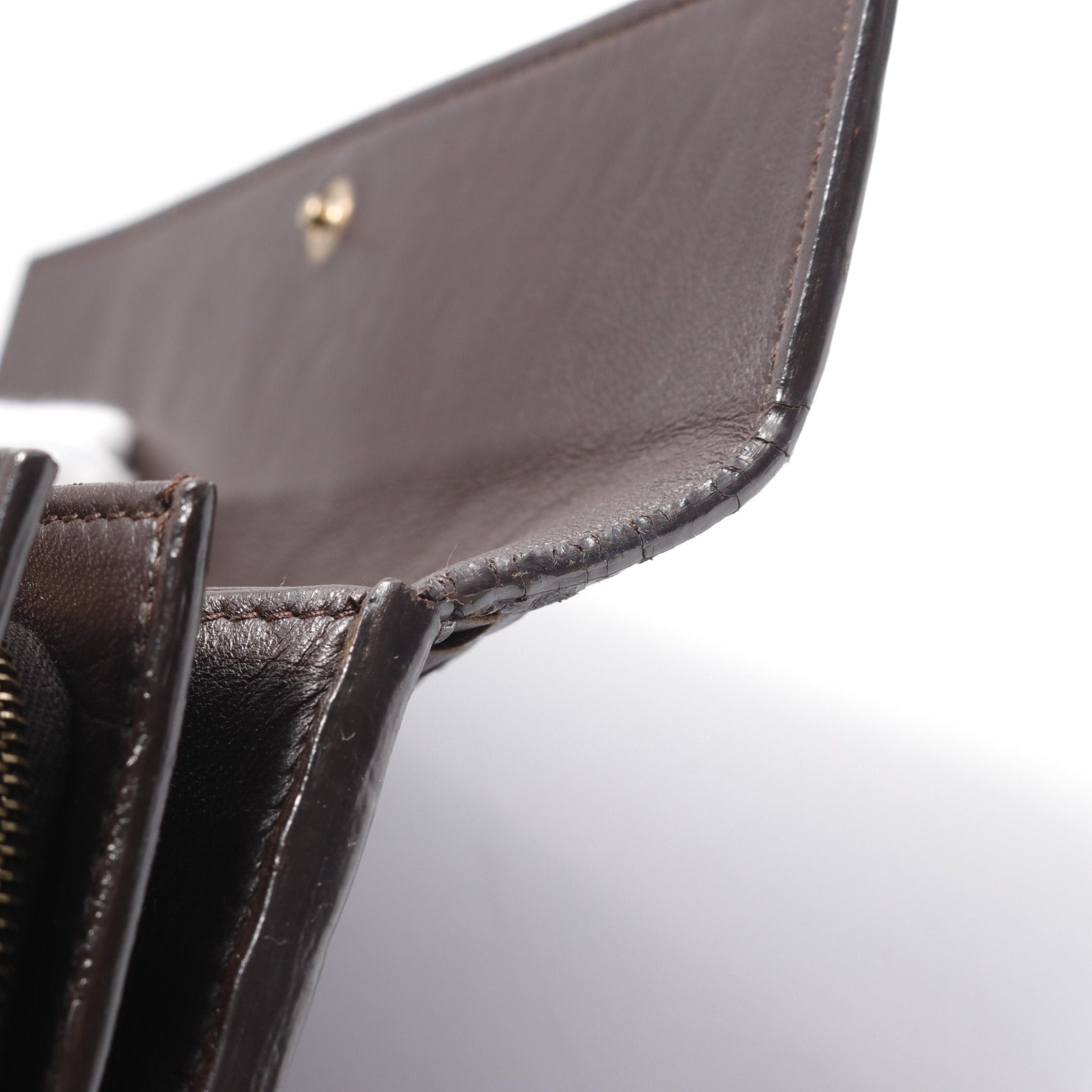 Bottega Veneta Bottega Veneta Intrecciato Bi-Fold Long Wallet Leather Dark Brown Size ONE SIZE - 5 Thumbnail