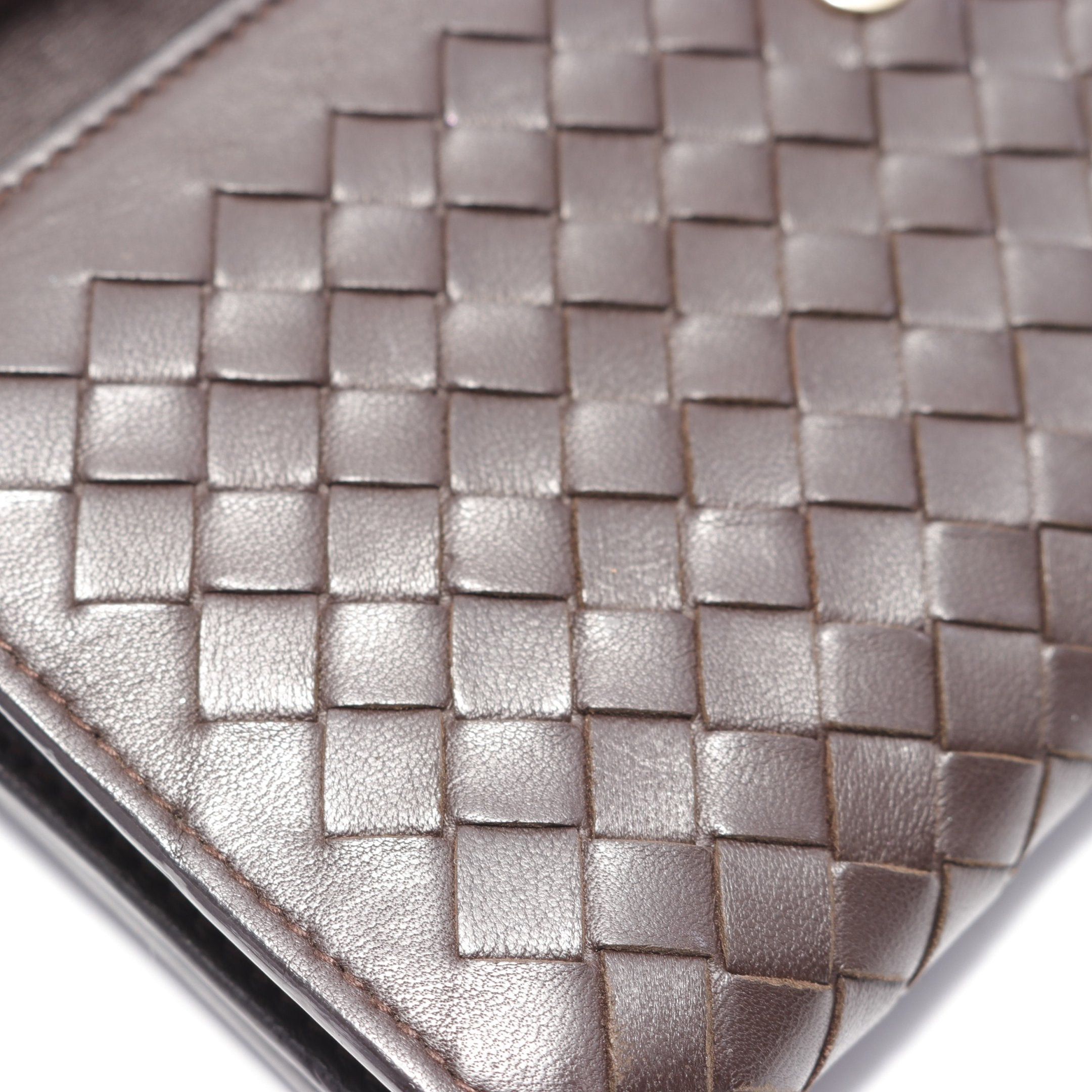 Bottega Veneta Bottega Veneta Intrecciato Bi-Fold Long Wallet Leather Dark Brown Size ONE SIZE - 8 Thumbnail