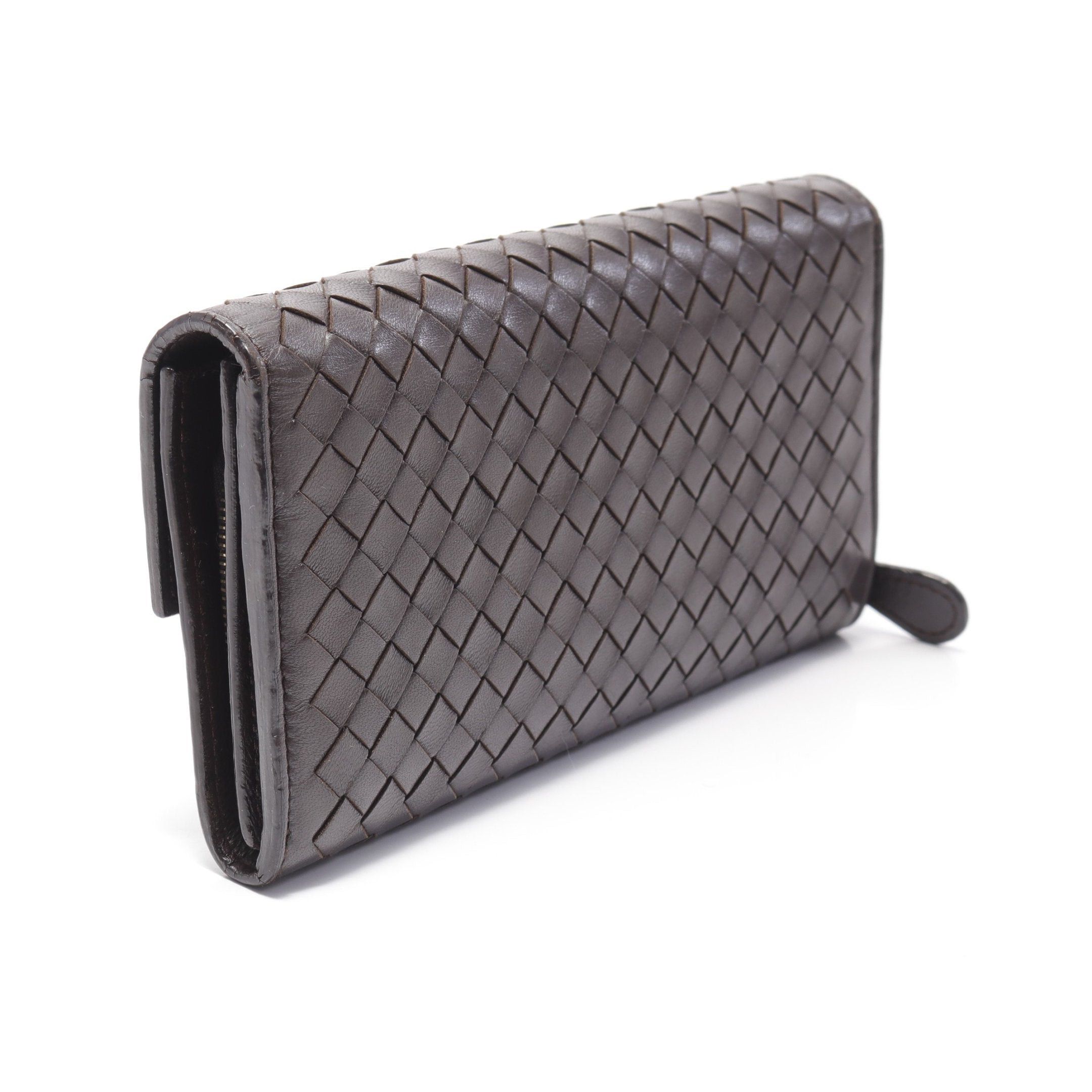 Bottega Veneta Bottega Veneta Intrecciato Bi-Fold Long Wallet Leather Dark Brown Size ONE SIZE - 2 Thumbnail