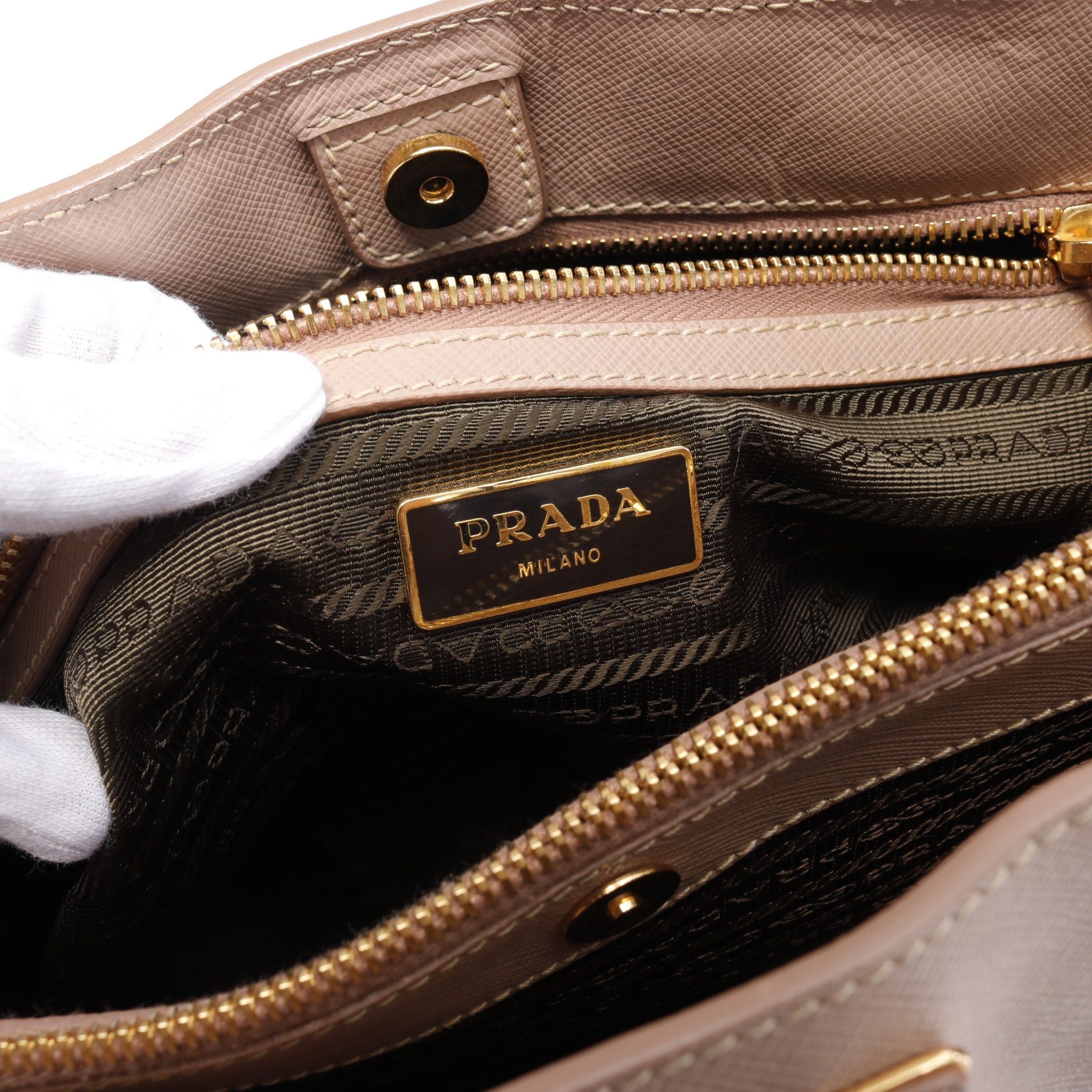 Prada Prada Handbag Tote Bag Saffiano Leather Pink Beige Size ONE SIZE - 4 Thumbnail