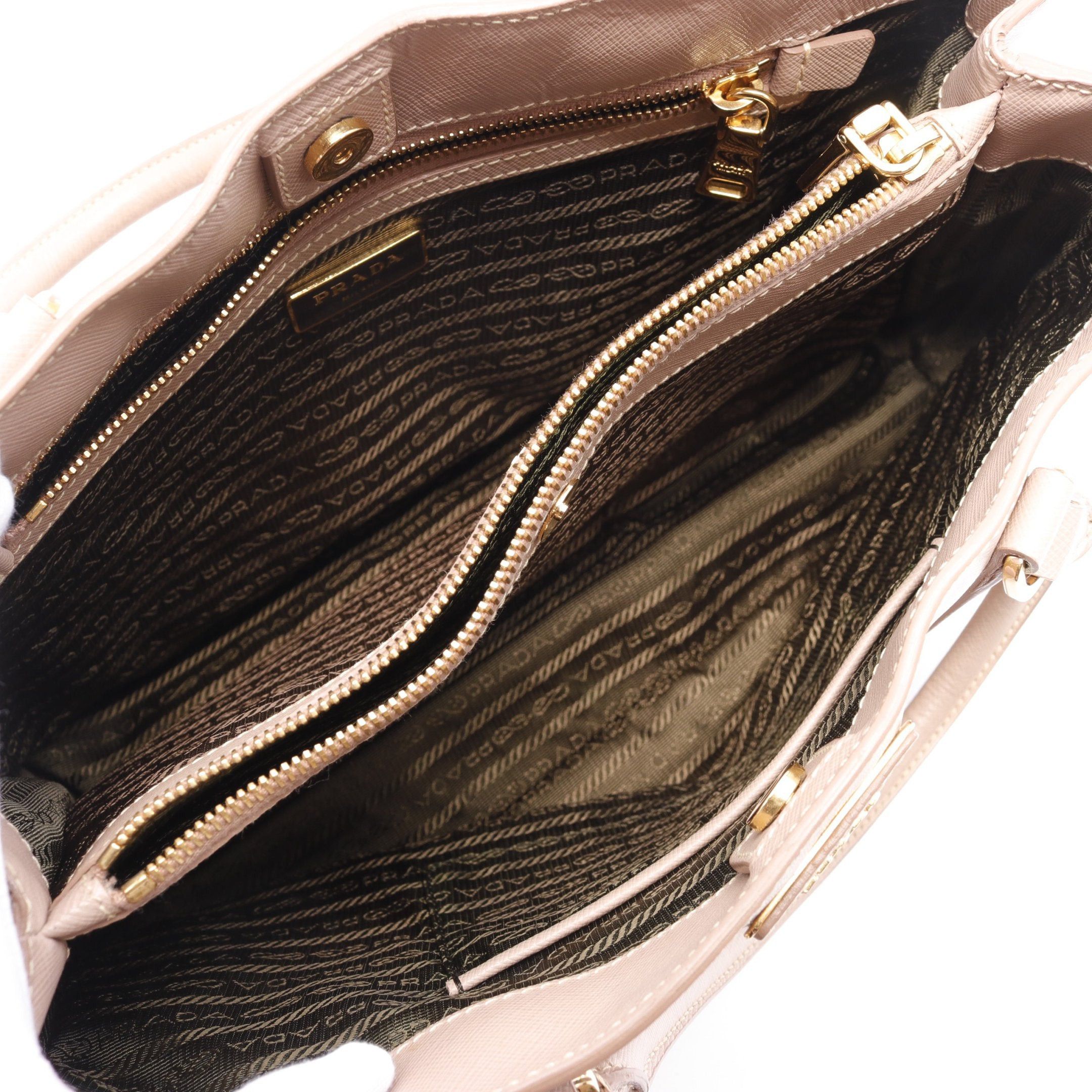 Prada Prada Handbag Tote Bag Saffiano Leather Pink Beige Size ONE SIZE - 3 Thumbnail