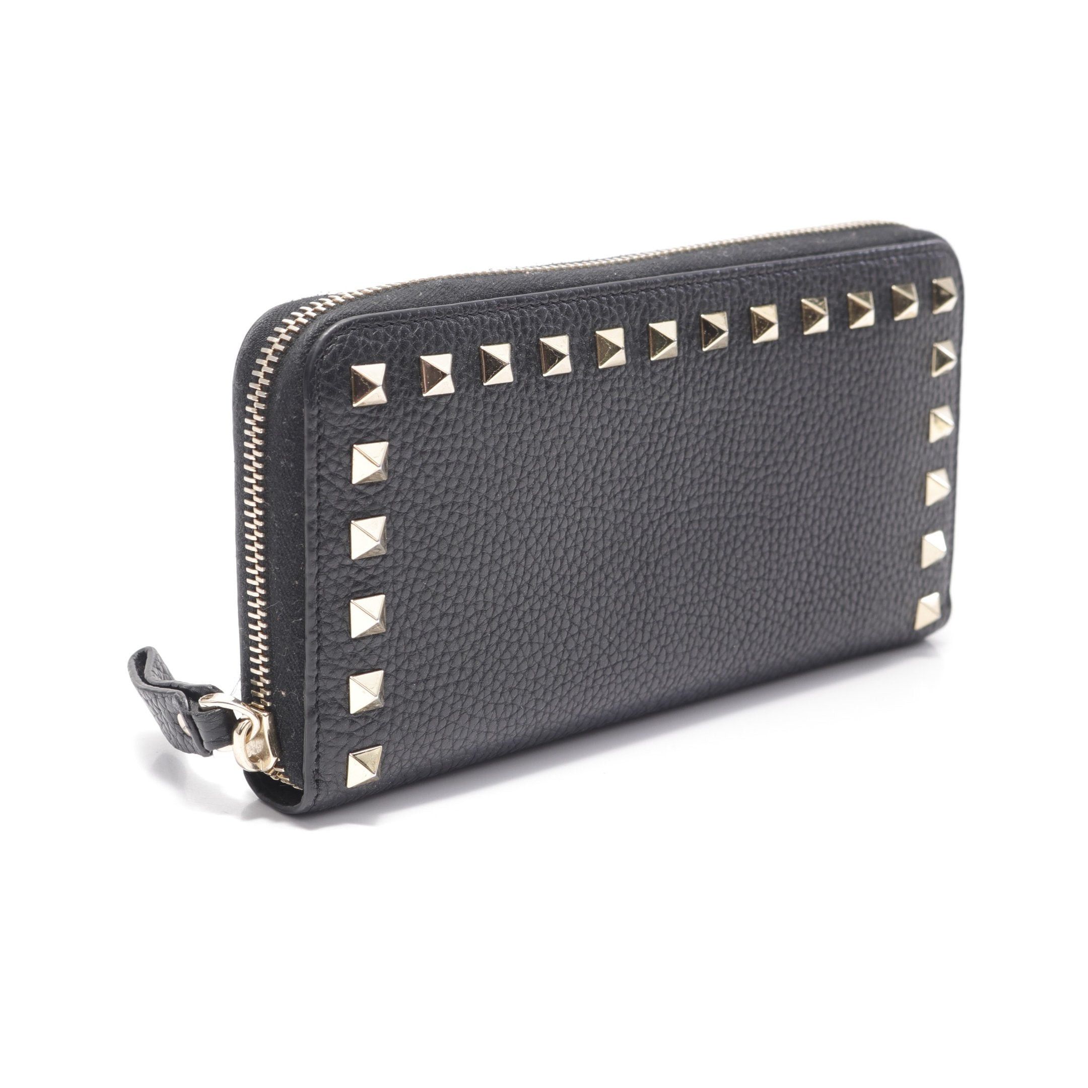Valentino Valentino Rockstud Round Zipper Long Wallet Leather Black Size ONE SIZE - 2 Thumbnail