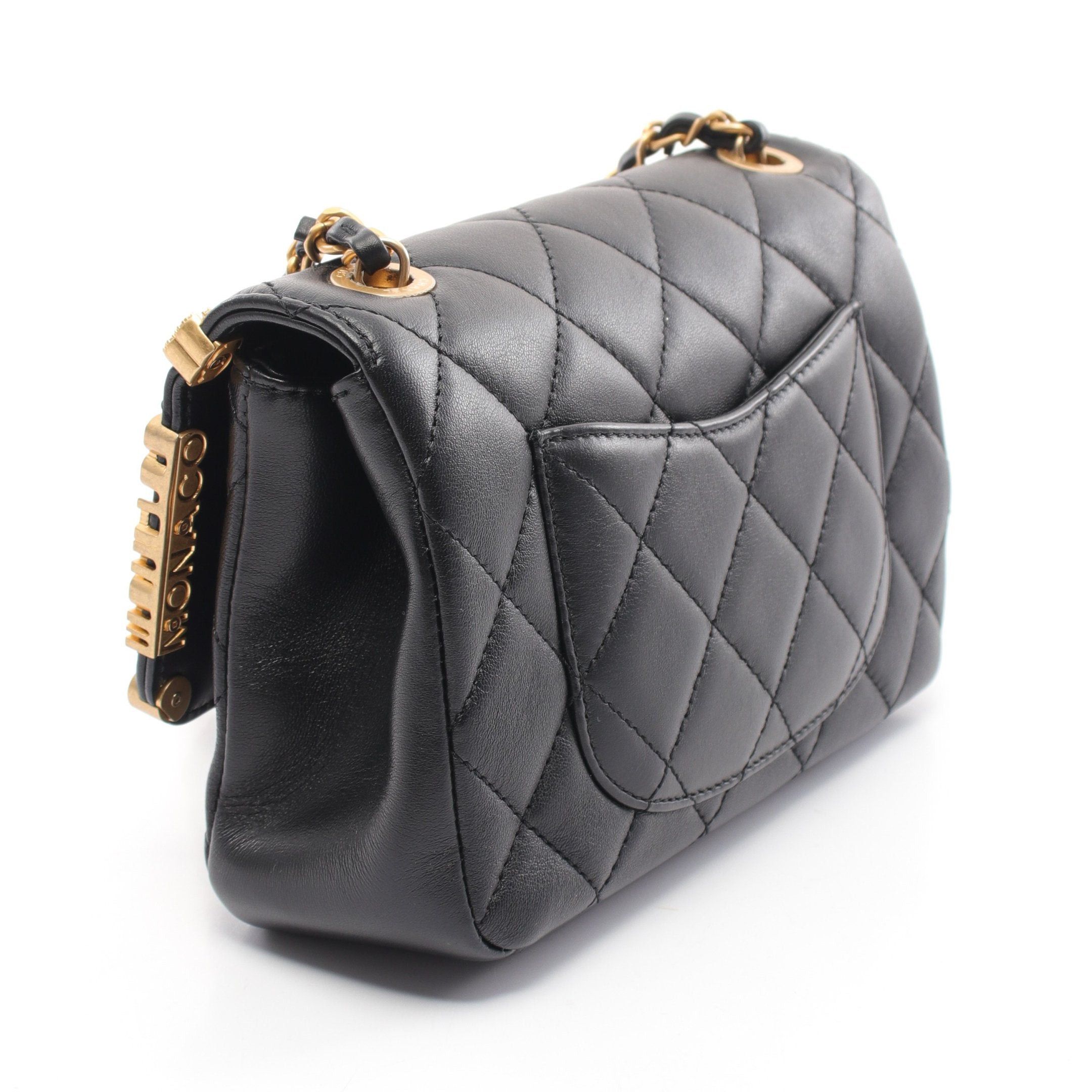 Chanel Chanel Mini Flap Bag Matelasse Chain Shoulder Lambskin Black Gold Hardware Size ONE SIZE - 2 Thumbnail