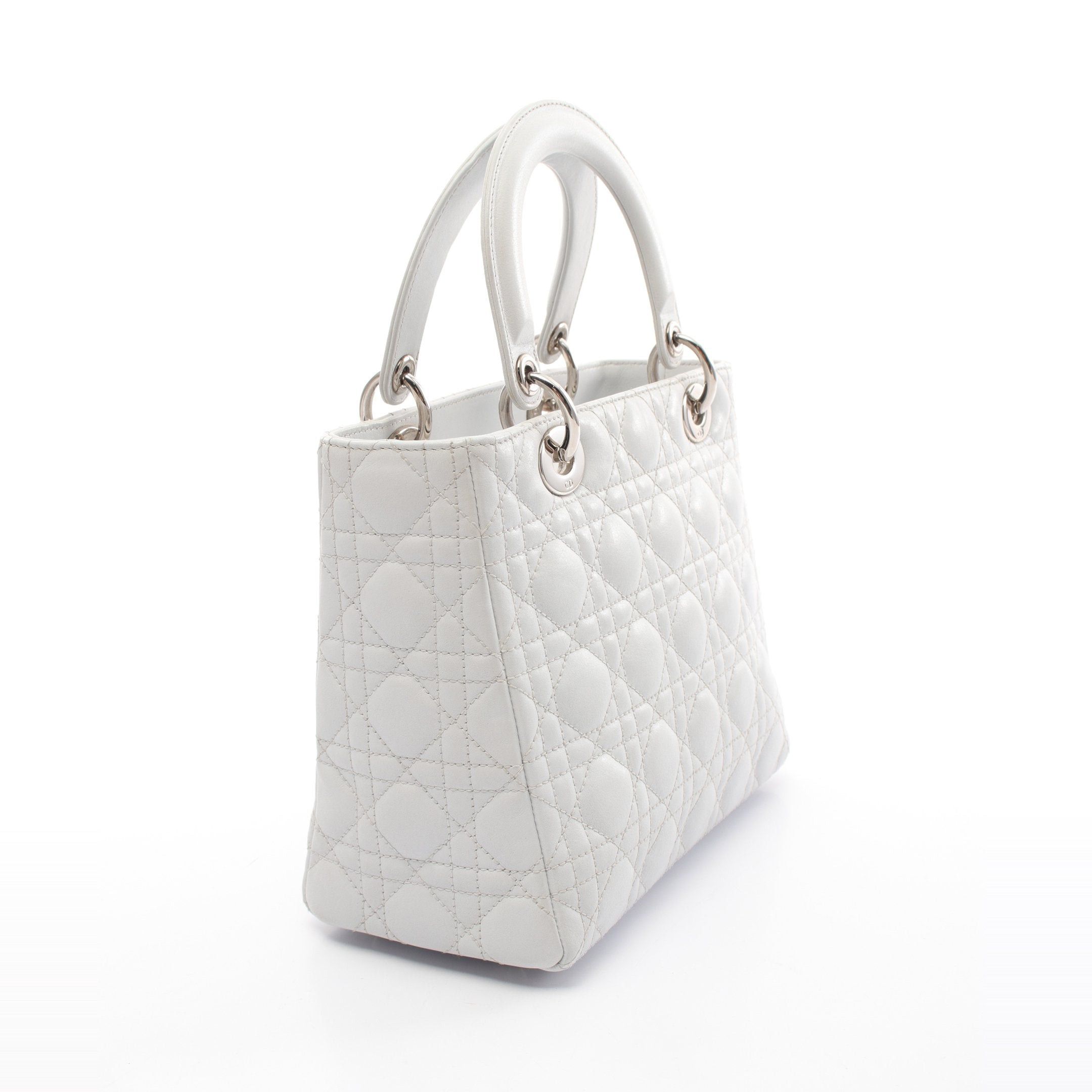 Dior Dior Lady Dior Handbag Leather White Size ONE SIZE - 2 Thumbnail