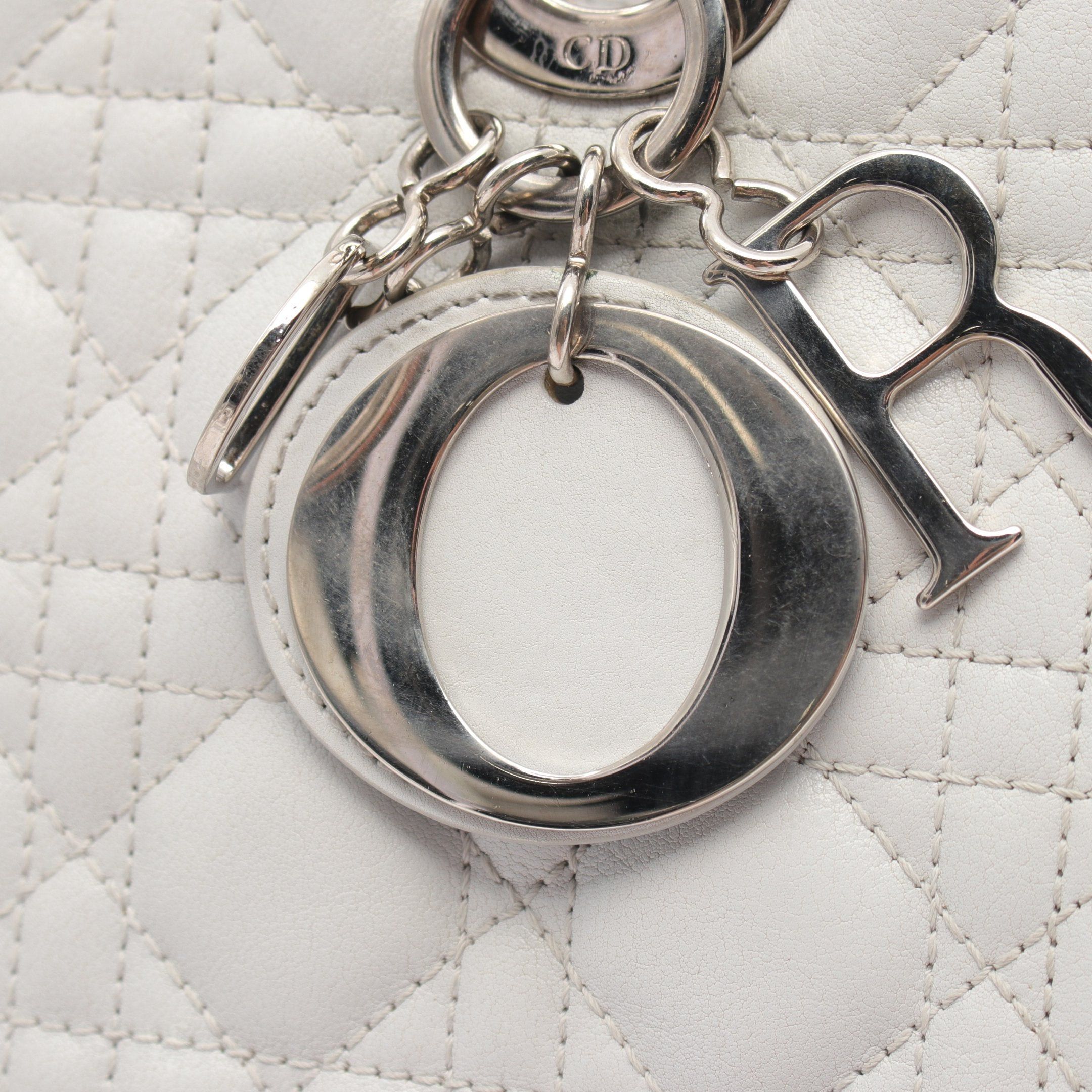 Dior Dior Lady Dior Handbag Leather White Size ONE SIZE - 6 Thumbnail