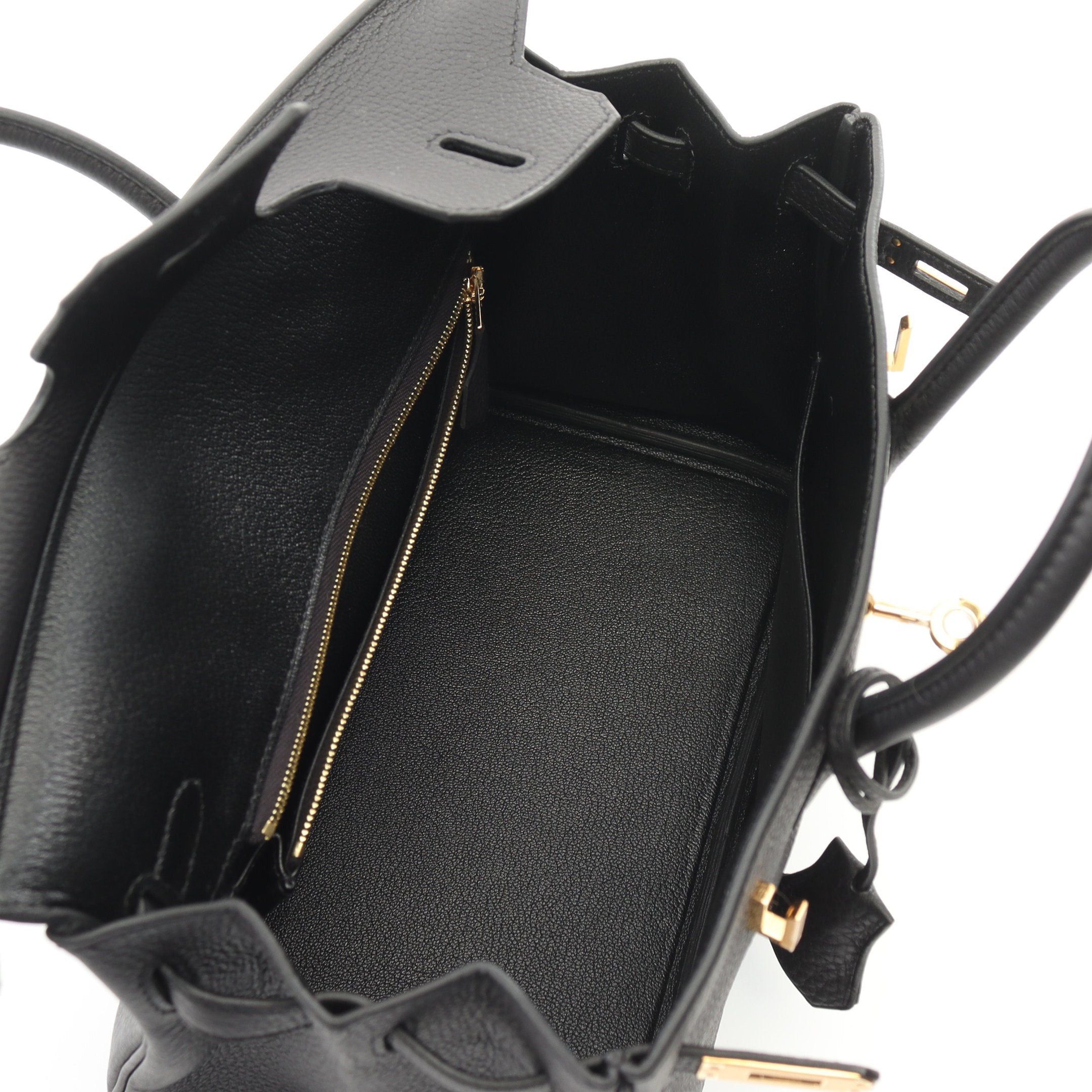 Hermes Hermes Birkin 25 Handbag Togo Black Gold Hardware Double Engraved Size ONE SIZE - 3 Thumbnail