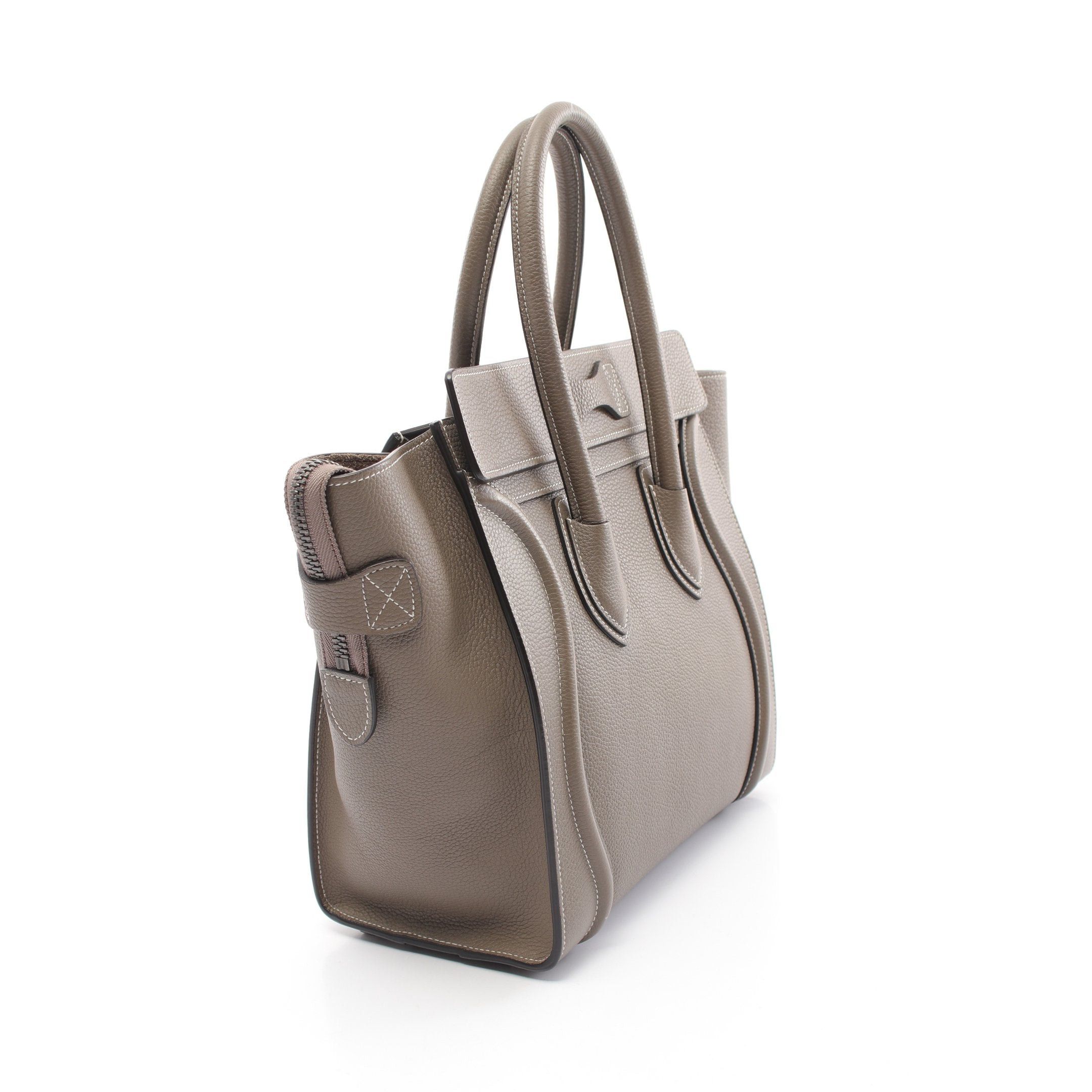 Celine Celine Luggage Micro Shopper Handbag Tote Bag Leather Gray Size ONE SIZE - 2 Thumbnail