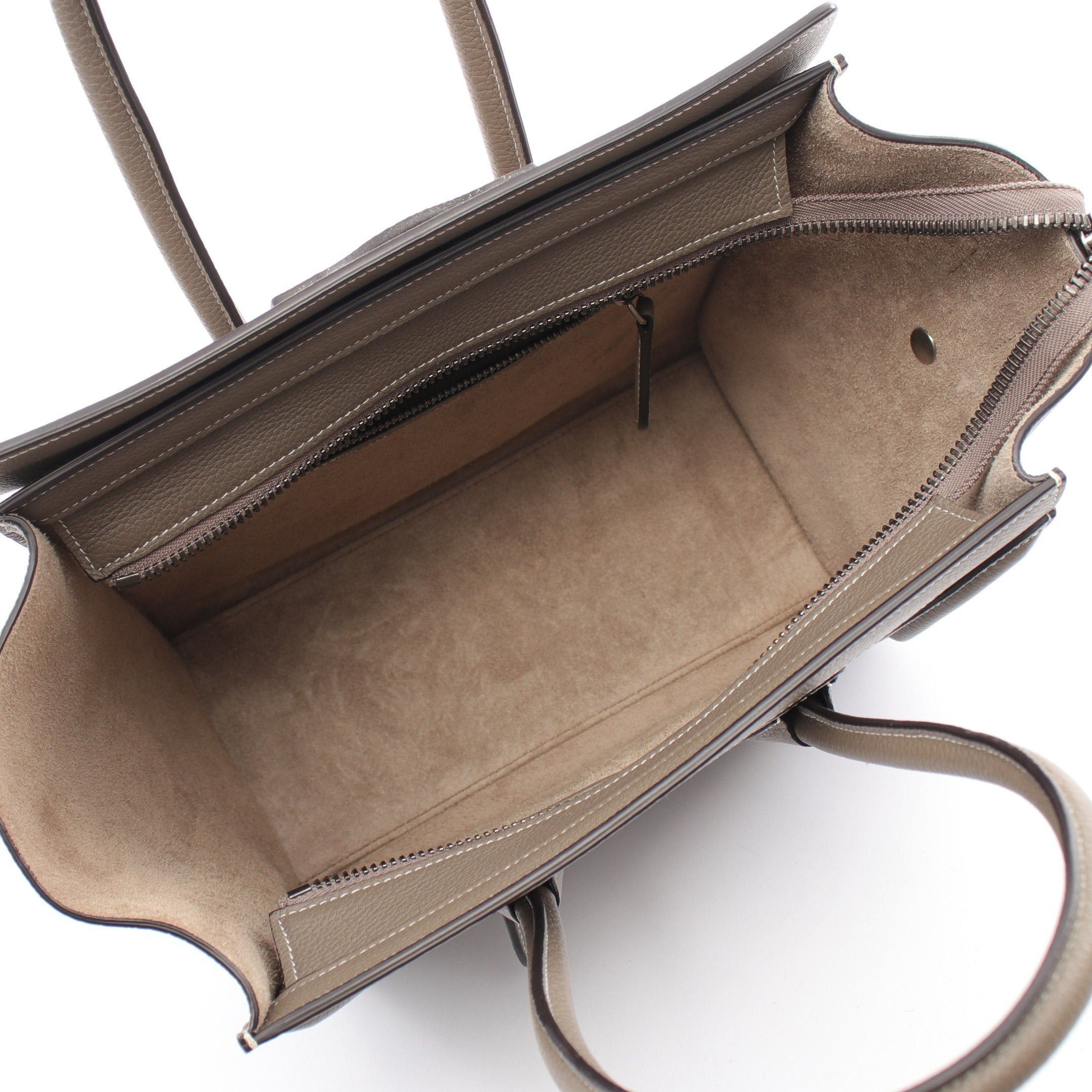 Celine Celine Luggage Micro Shopper Handbag Tote Bag Leather Gray Size ONE SIZE - 3 Thumbnail