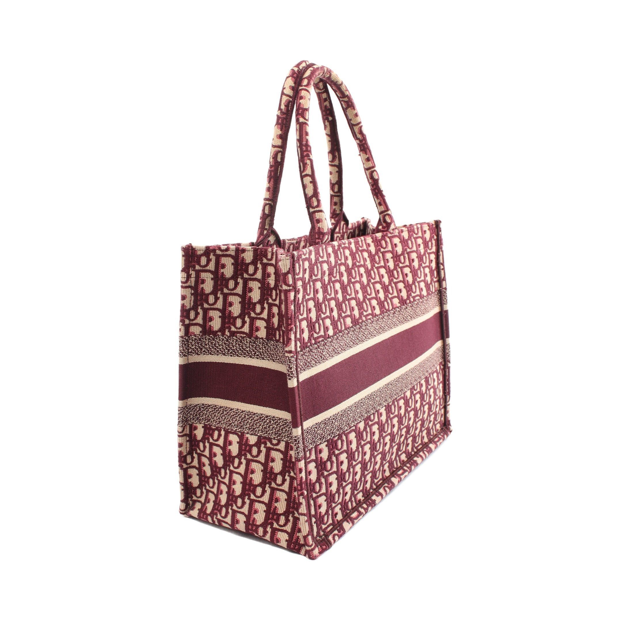 Dior Dior Book Tote Medium Handbag Bag Canvas Beige Bordeaux Size ONE SIZE - 2 Thumbnail