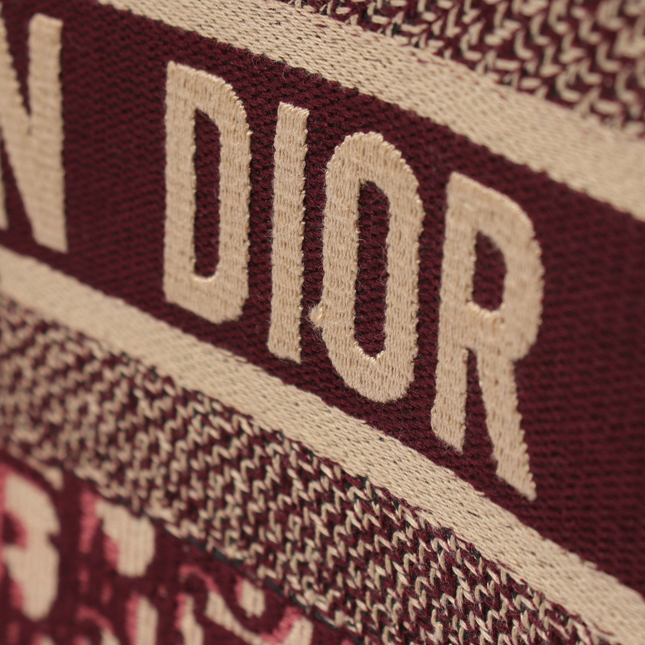 Dior Dior Book Tote Medium Handbag Bag Canvas Beige Bordeaux Size ONE SIZE - 7 Thumbnail