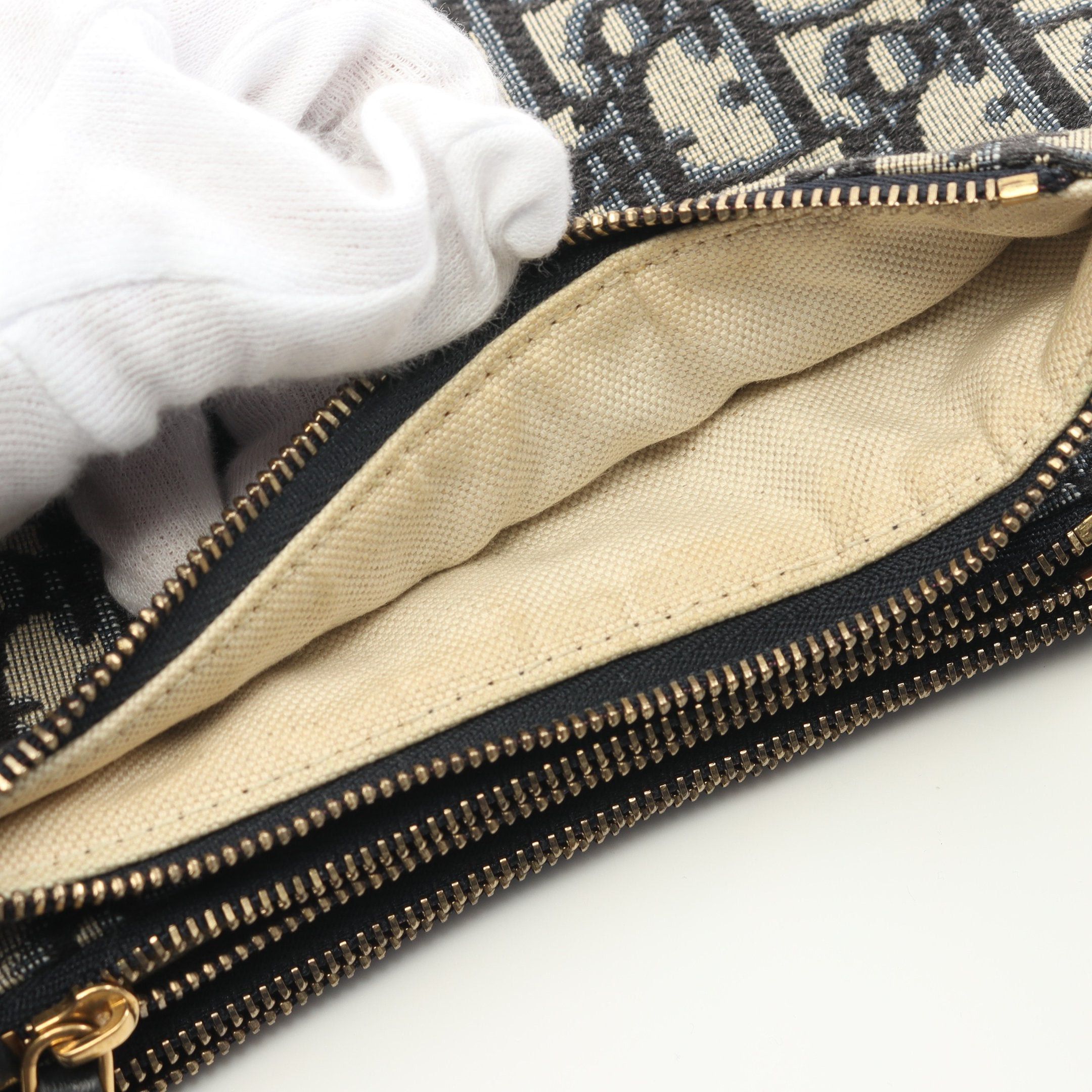 Dior Dior Saddle Oblique Shoulder Bag Canvas Leather Light Gray Navy Size ONE SIZE - 5 Thumbnail