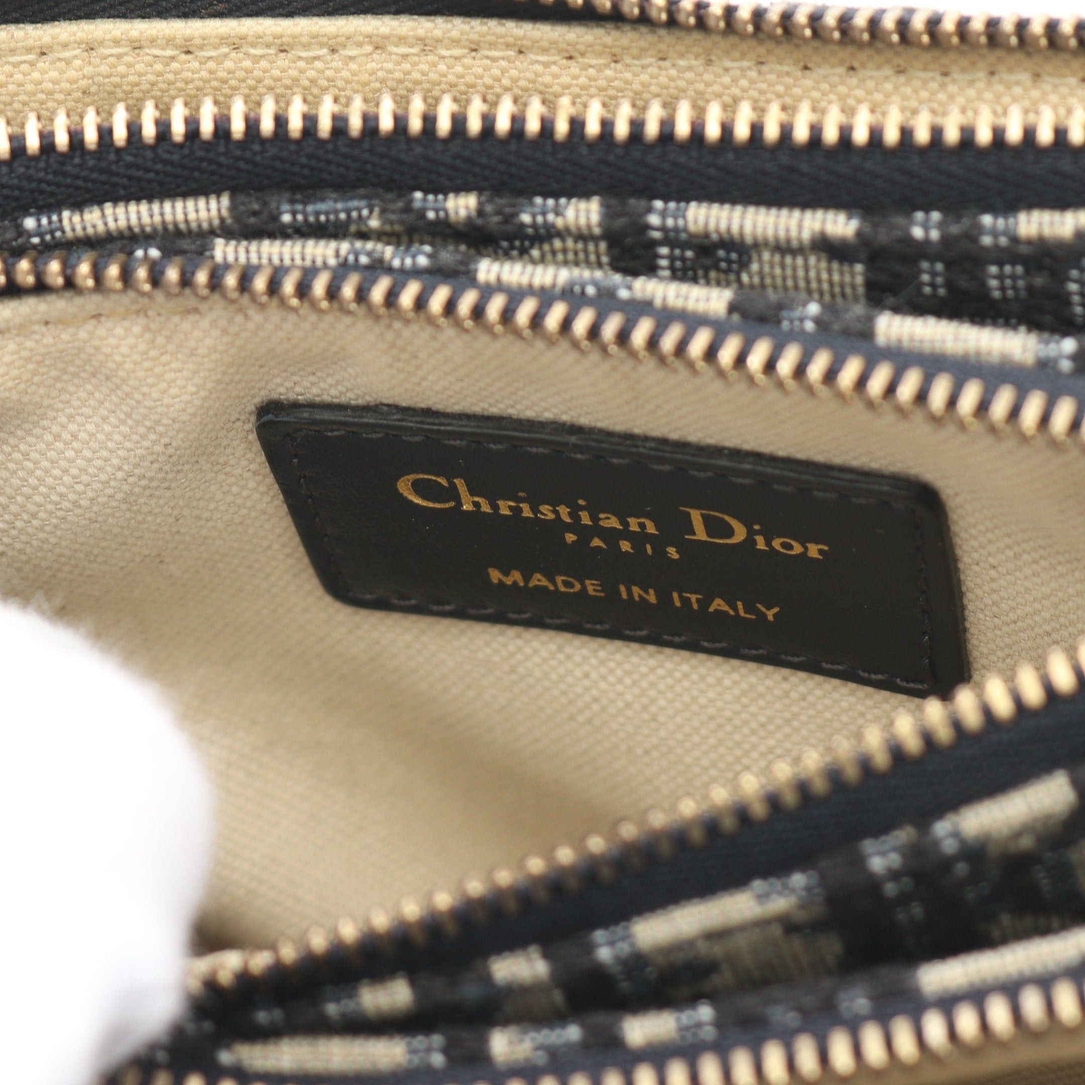 Dior Dior Saddle Oblique Shoulder Bag Canvas Leather Light Gray Navy Size ONE SIZE - 4 Thumbnail