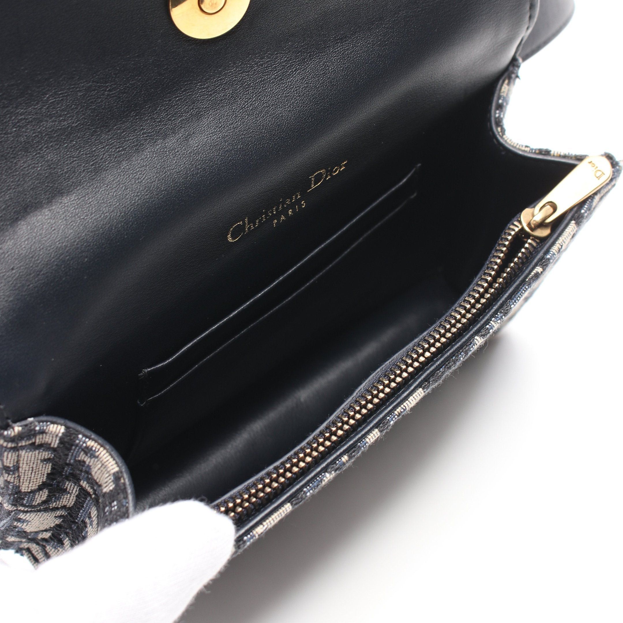 Dior Dior Saddle Oblique Jacquard Body Bag Waist Canvas Leather Beige Navy Size ONE SIZE - 3 Thumbnail