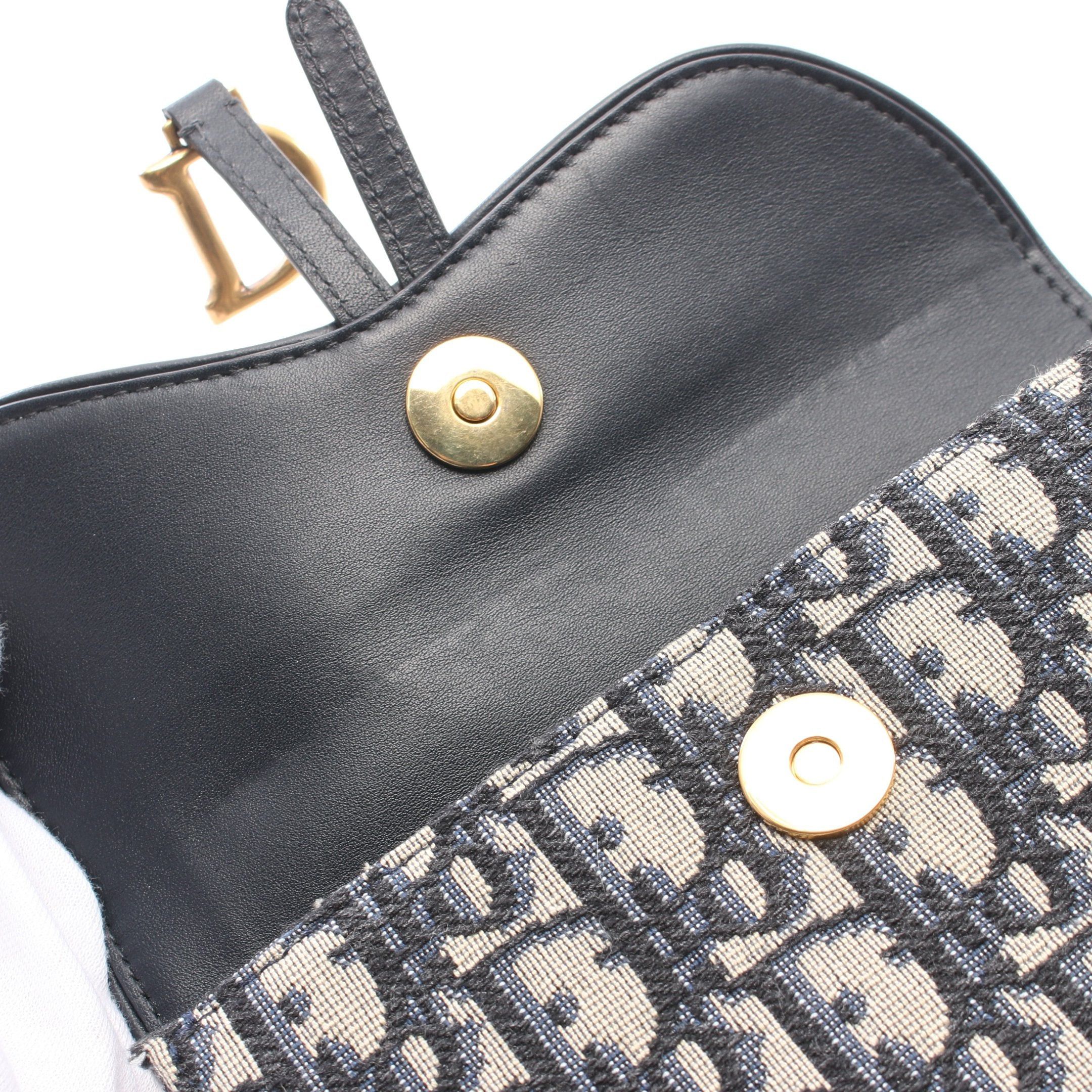 Dior Dior Saddle Oblique Jacquard Body Bag Waist Canvas Leather Beige Navy Size ONE SIZE - 5 Thumbnail