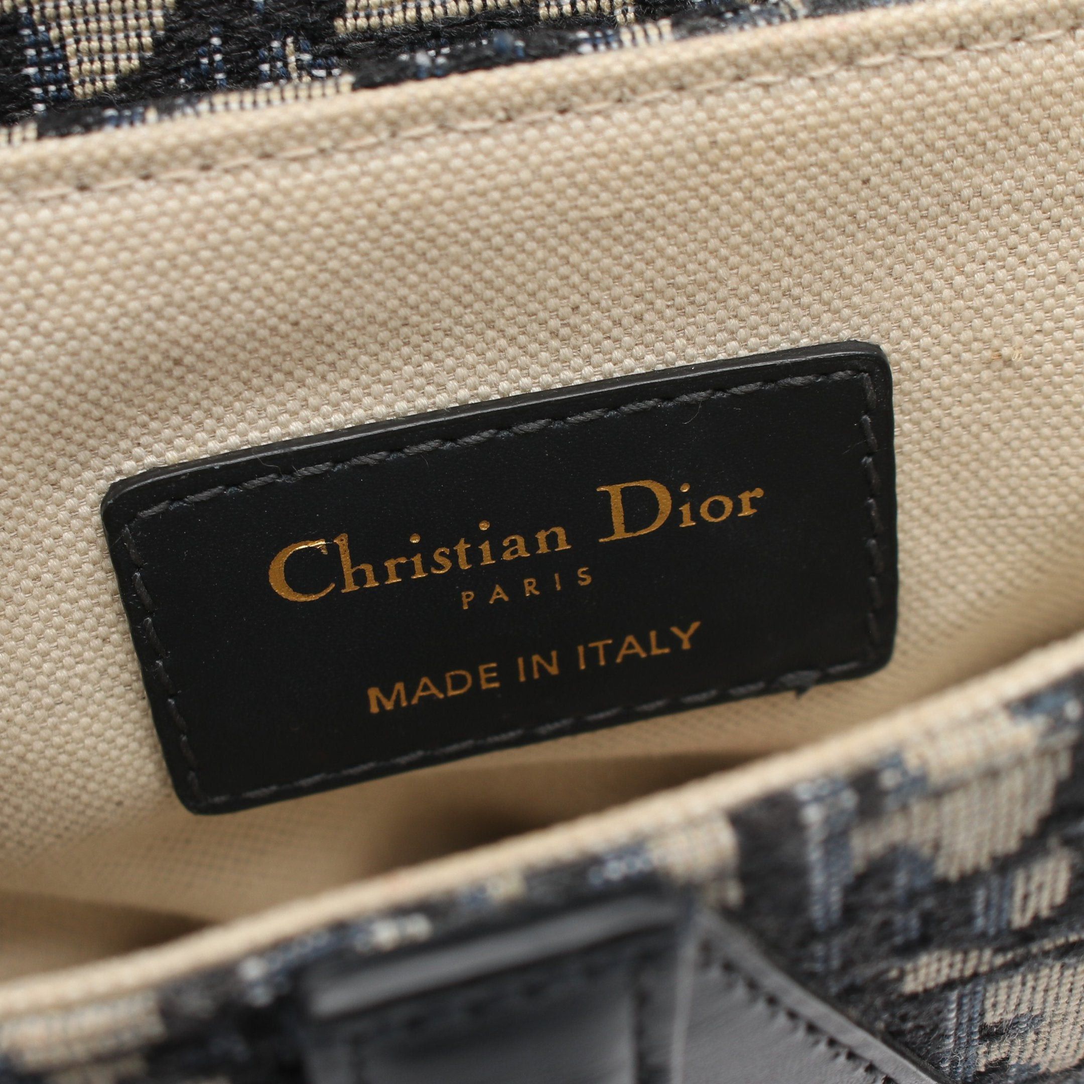 Dior Dior Saddle Bag Oblique Handbag Canvas Leather Beige Navy Size ONE SIZE - 4 Thumbnail