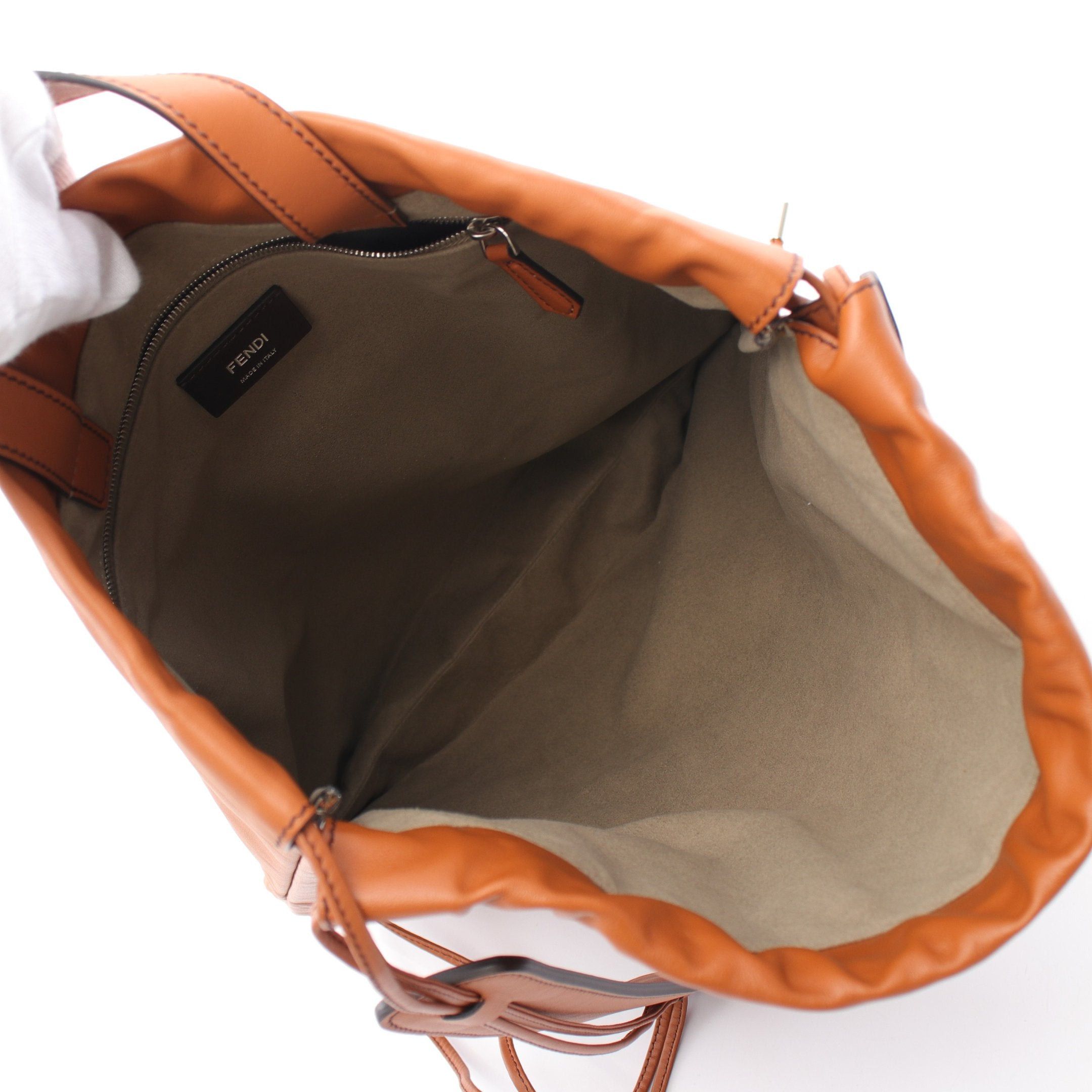 Fendi Fendi Backpack Knapsack Logo Leather Light Brown Size ONE SIZE - 3 Thumbnail