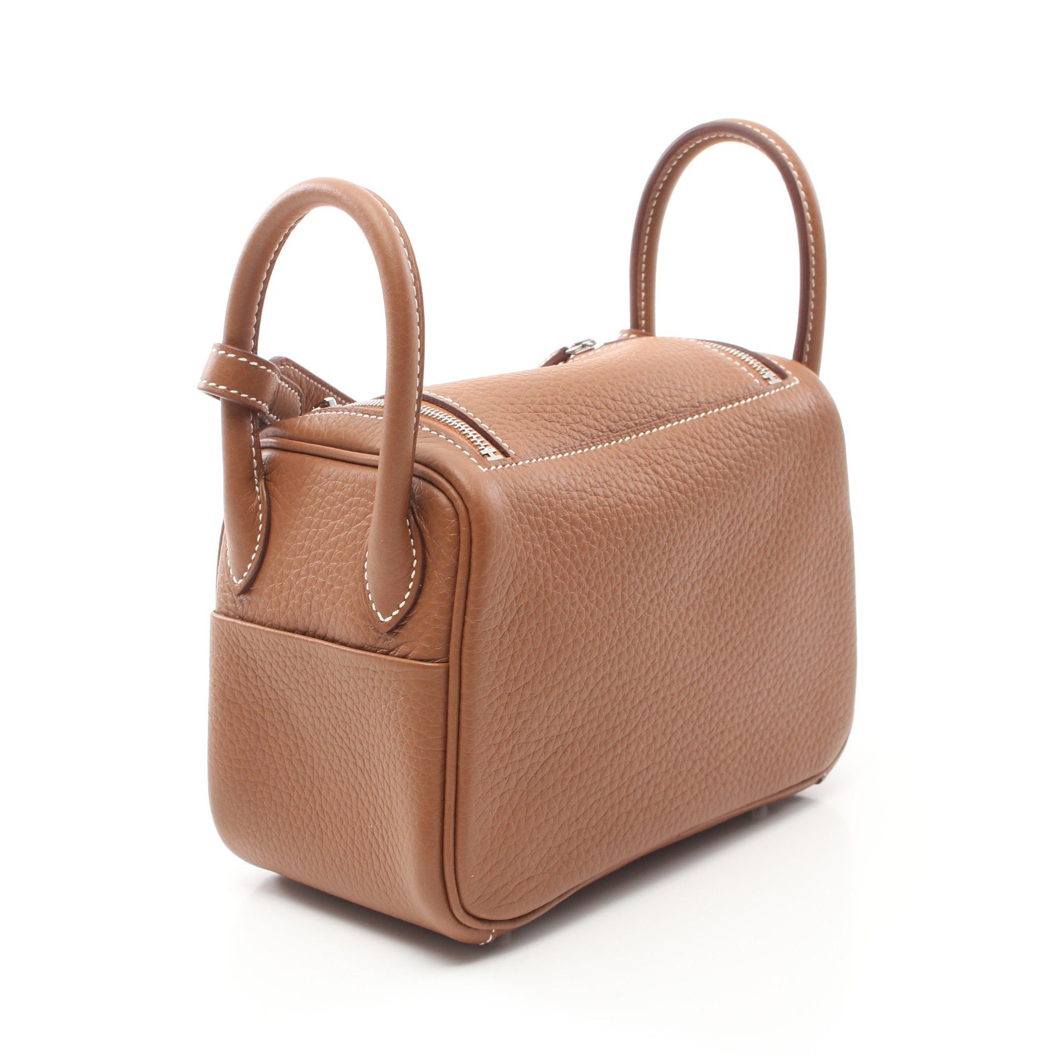 Hermes Hermes Lindy Mini Gold Shoulder Bag Clemence Leather Light Brown Silver Hardware Double Engraved Size ONE SIZE - 2 Thumbnail