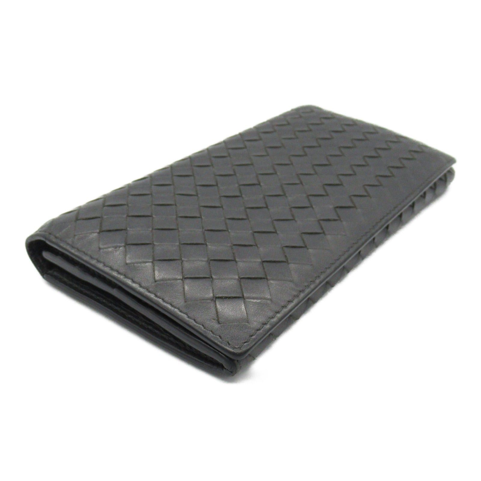 Bottega Veneta Bottega Veneta Intrecciato Zip Long Wallet Bi-Fold Leather Gray Charcoal Size ONE SIZE - 3 Thumbnail