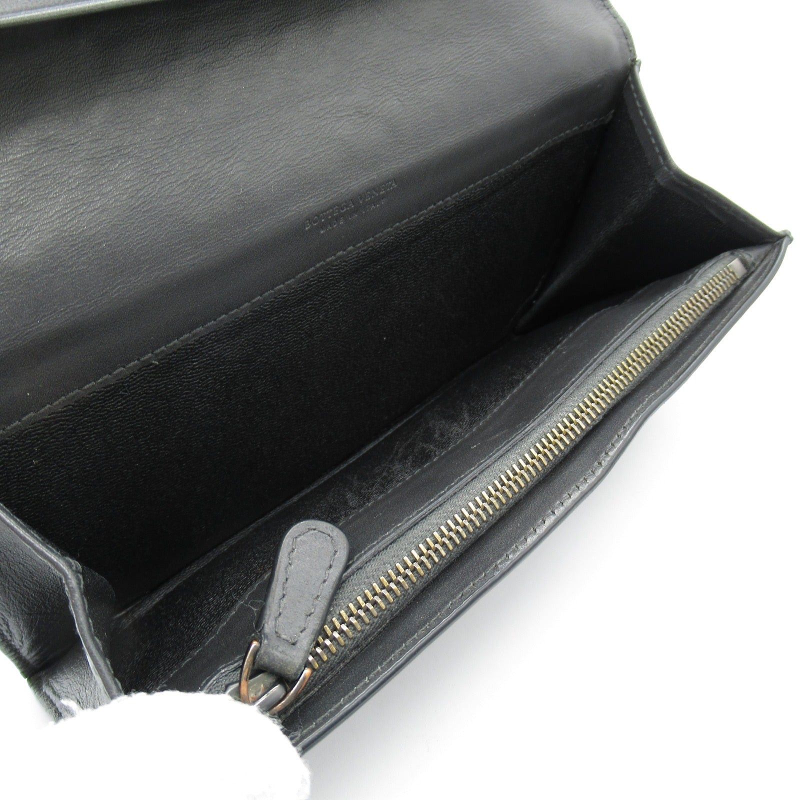 Bottega Veneta Bottega Veneta Intrecciato Zip Long Wallet Bi-Fold Leather Gray Charcoal Size ONE SIZE - 5 Thumbnail