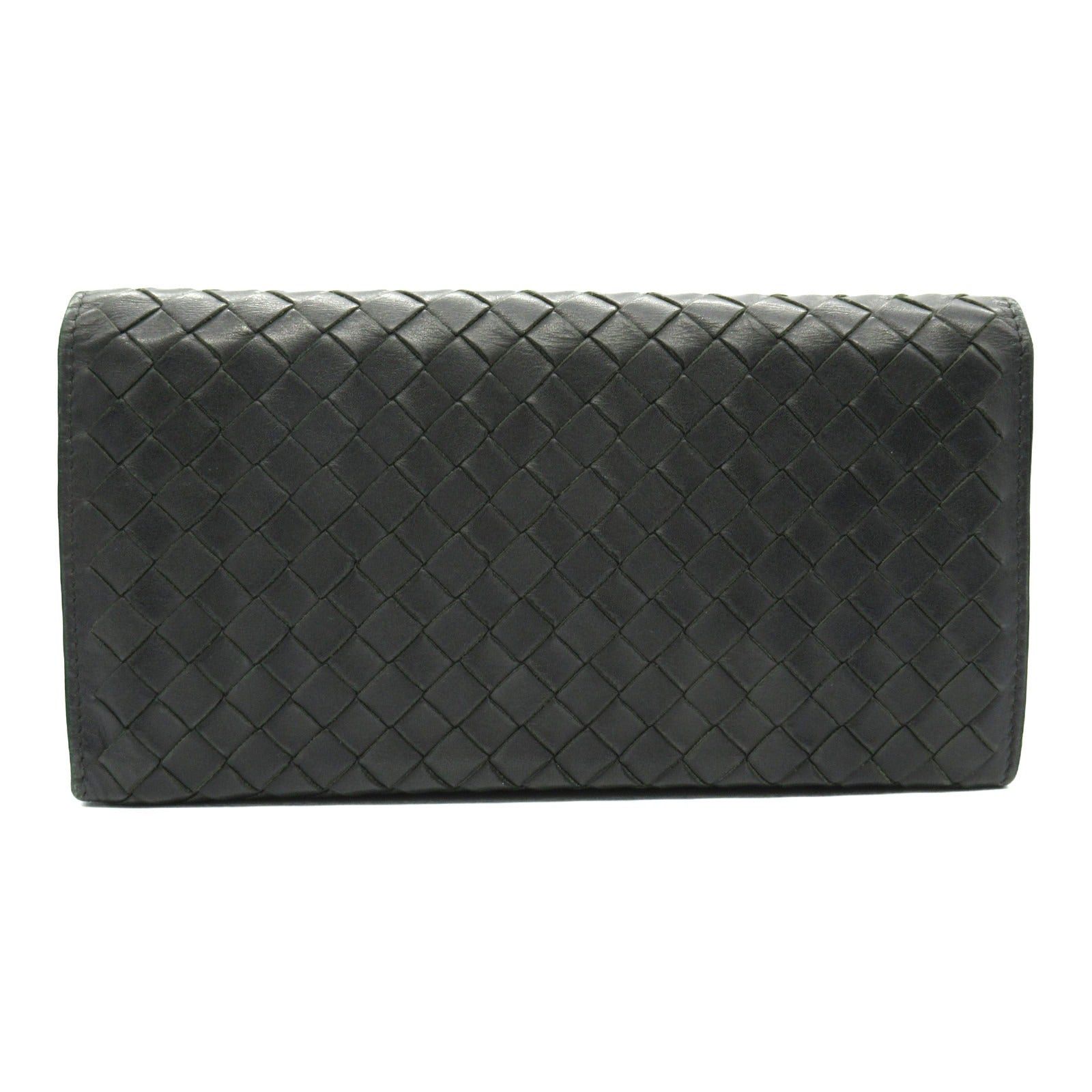 Bottega Veneta Bottega Veneta Intrecciato Zip Long Wallet Bi-Fold Leather Gray Charcoal Size ONE SIZE - 2 Thumbnail