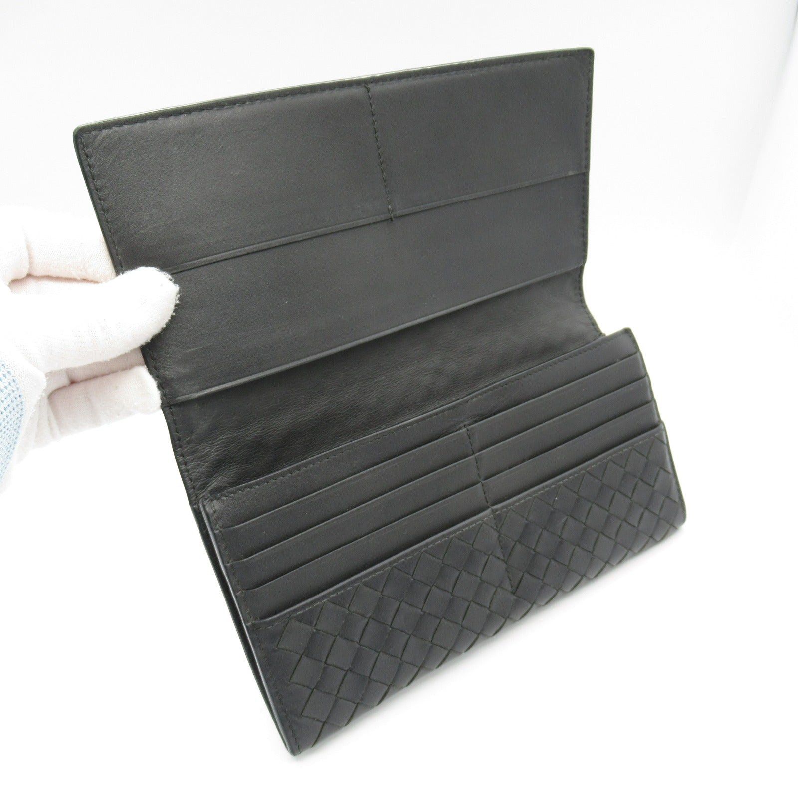 Bottega Veneta Bottega Veneta Intrecciato Zip Long Wallet Bi-Fold Leather Gray Charcoal Size ONE SIZE - 6 Thumbnail