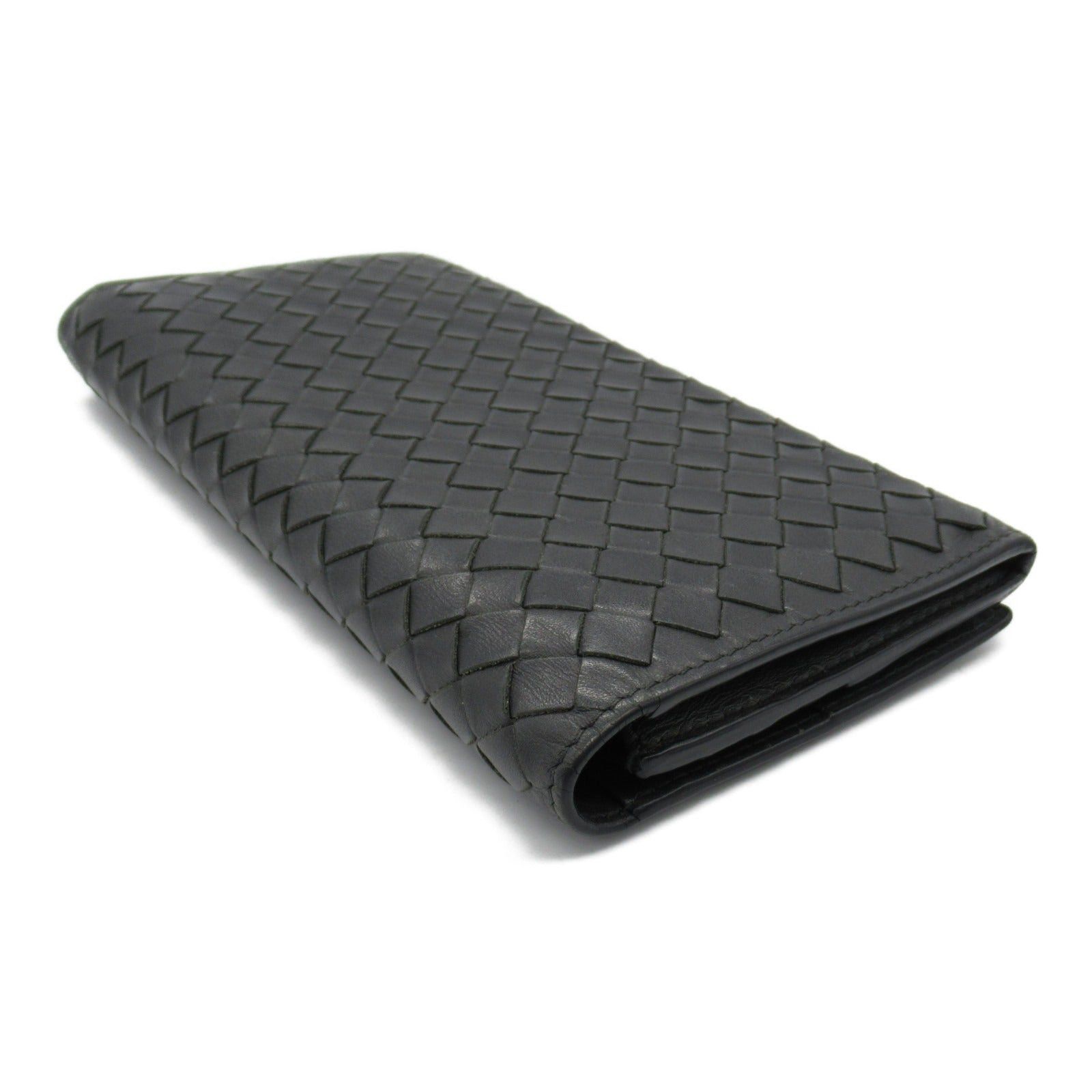 Bottega Veneta Bottega Veneta Intrecciato Zip Long Wallet Bi-Fold Leather Gray Charcoal Size ONE SIZE - 4 Thumbnail