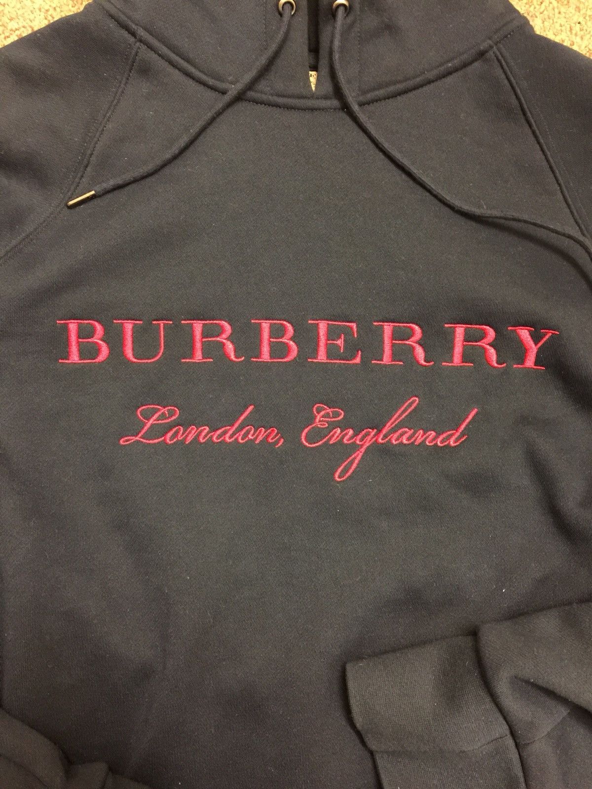 Burberry Embroidered Crayford Hoodie Navy Grailed
