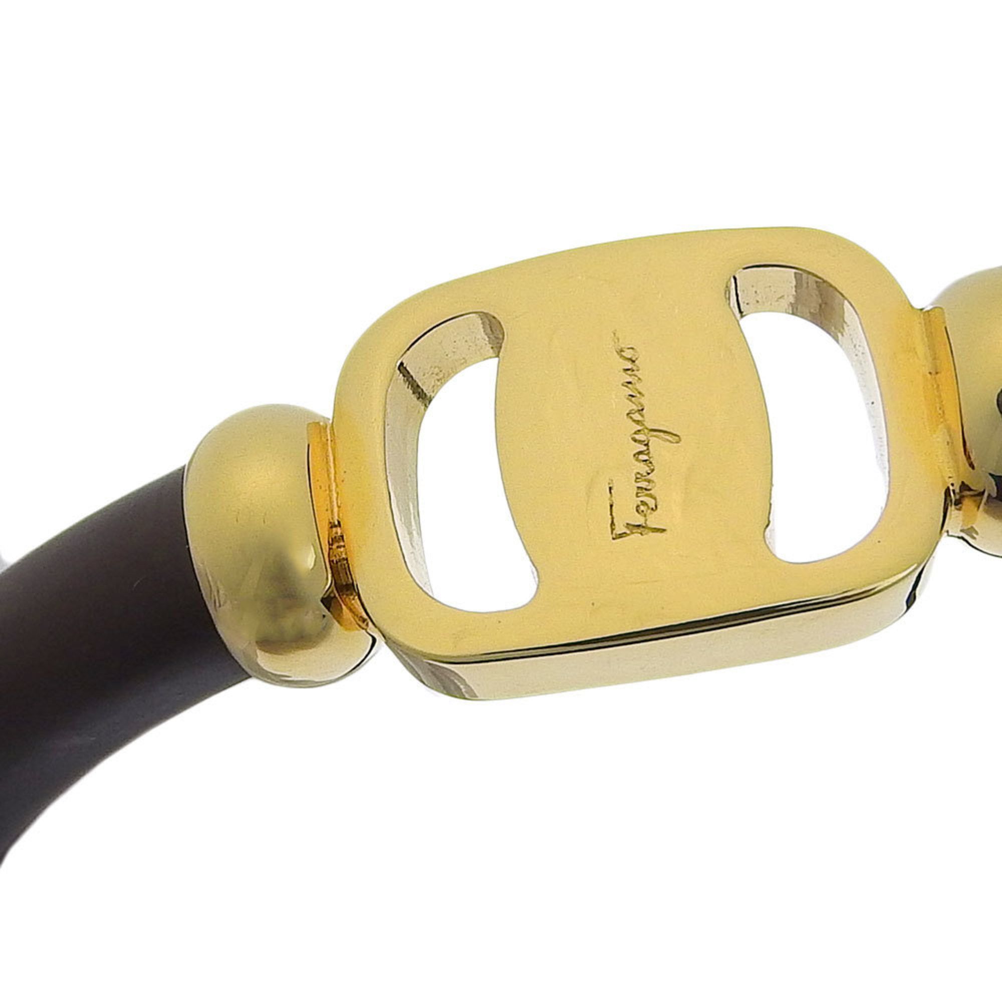 Salvatore Ferragamo Salvatore Ferragamo Vara Bangle GP Leather Brown Size ONE SIZE - 3 Thumbnail