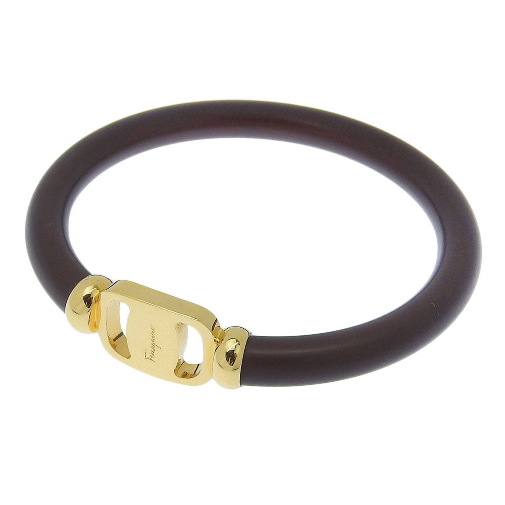 Salvatore Ferragamo Salvatore Ferragamo Vara Bangle GP Leather Brown Size ONE SIZE - 2 Thumbnail