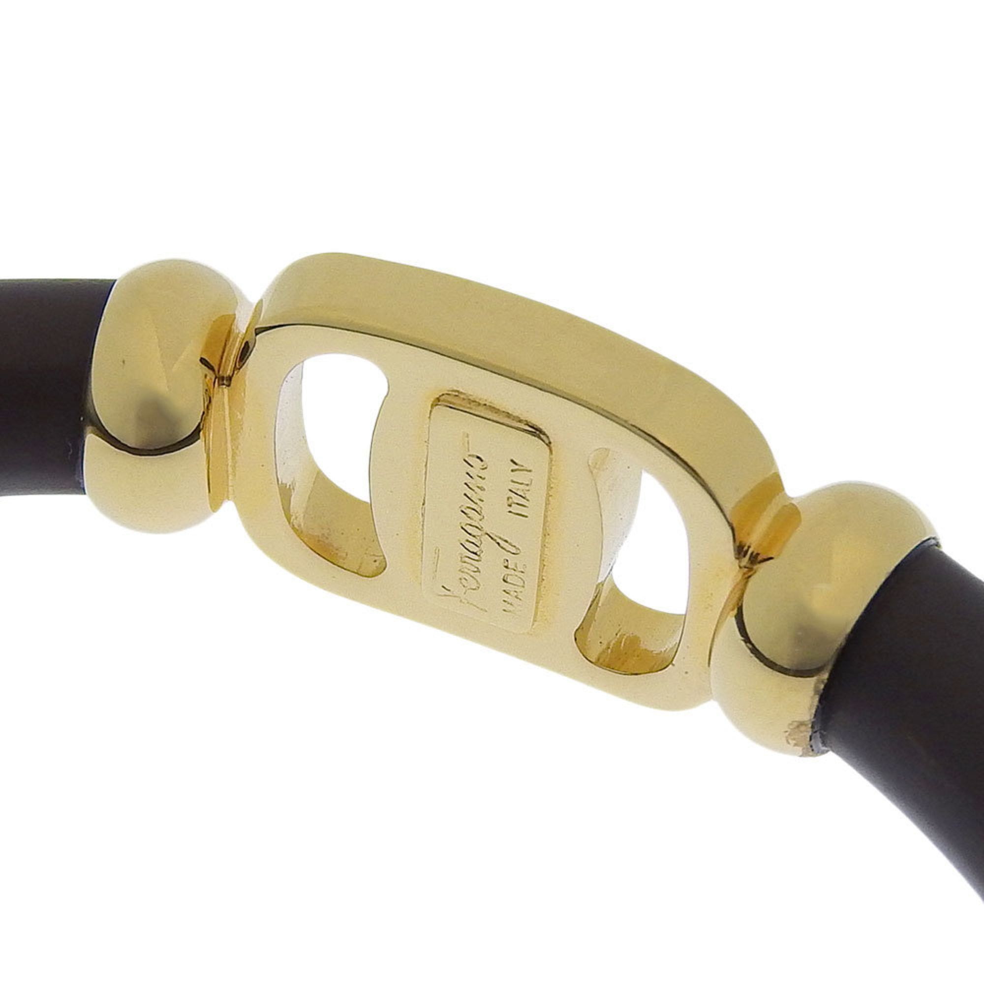 Salvatore Ferragamo Salvatore Ferragamo Vara Bangle GP Leather Brown Size ONE SIZE - 5 Thumbnail