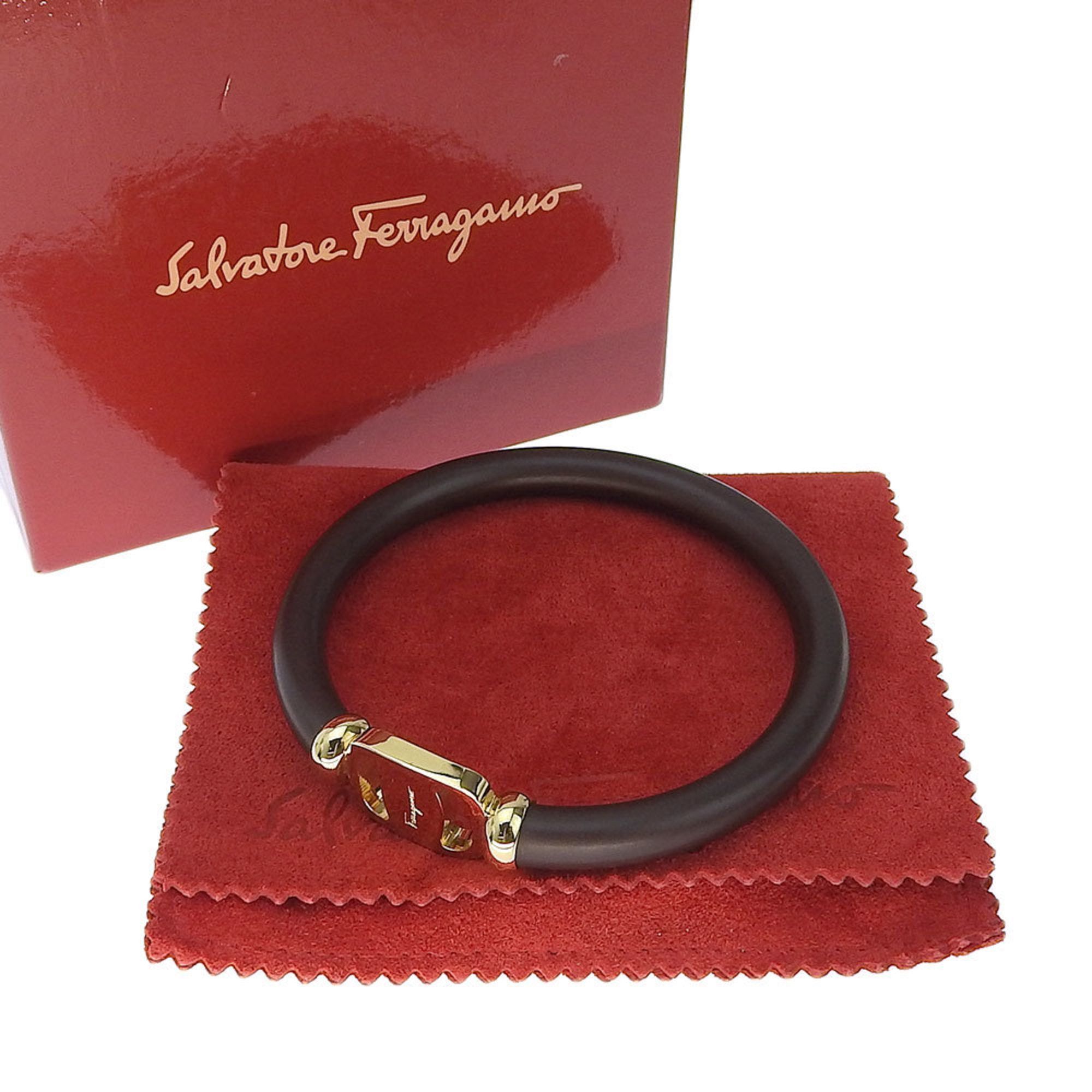 Salvatore Ferragamo Salvatore Ferragamo Vara Bangle GP Leather Brown Size ONE SIZE - 6 Thumbnail