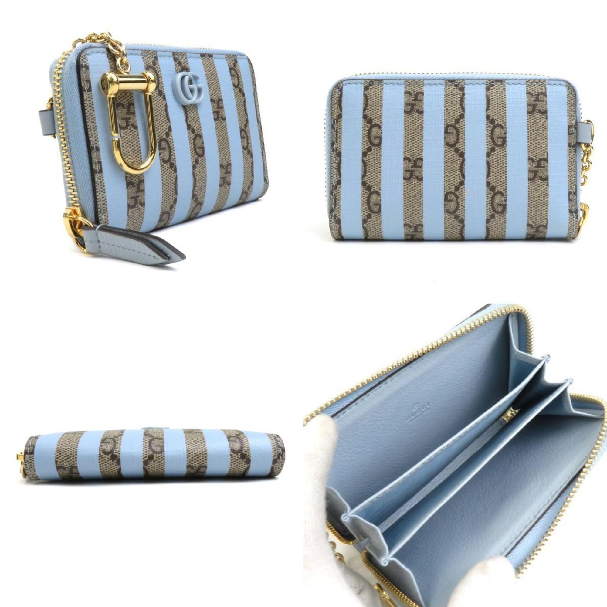 Gucci GUCCI Wallet/Coin Case Wallet GG Supreme Canvas Blue x Brown Men's Women's 701485 55796g Size ONE SIZE - 2 Thumbnail