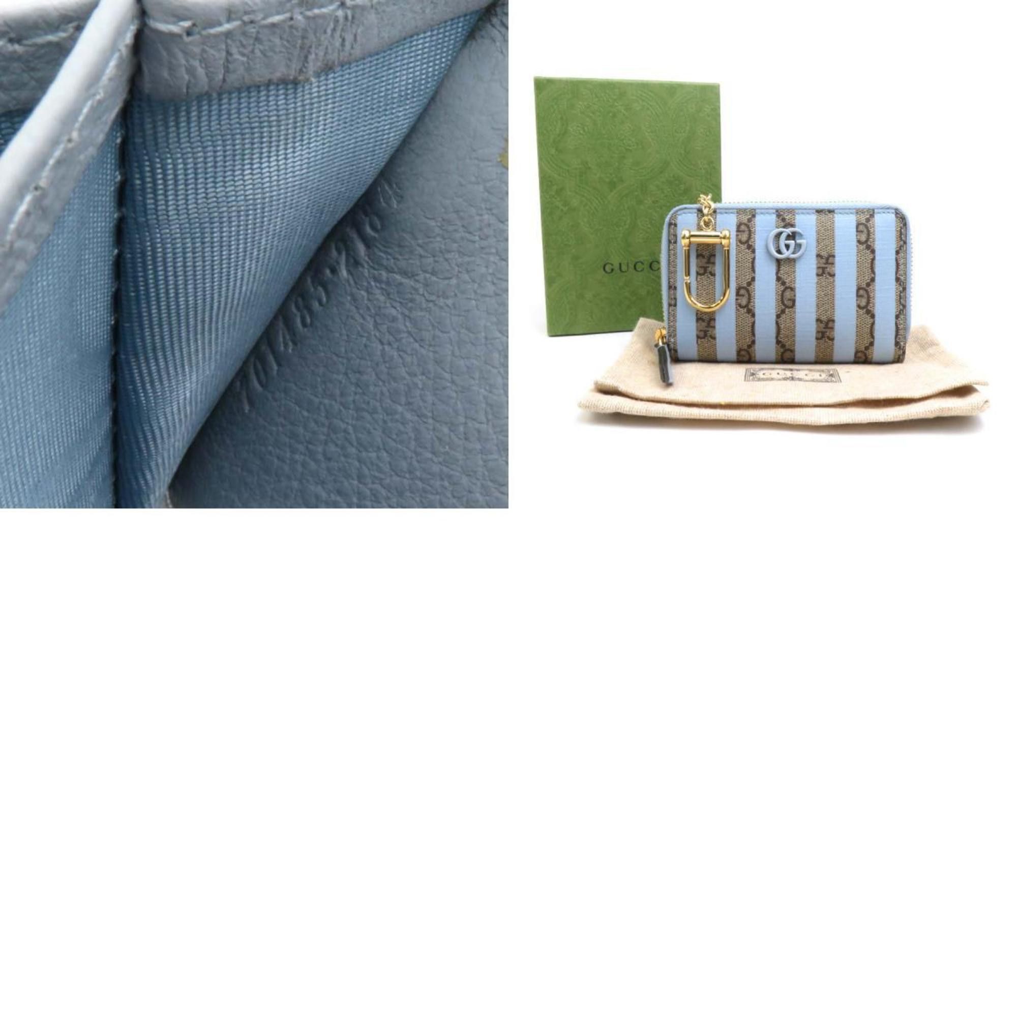 Gucci GUCCI Wallet/Coin Case Wallet GG Supreme Canvas Blue x Brown Men's Women's 701485 55796g Size ONE SIZE - 5 Thumbnail