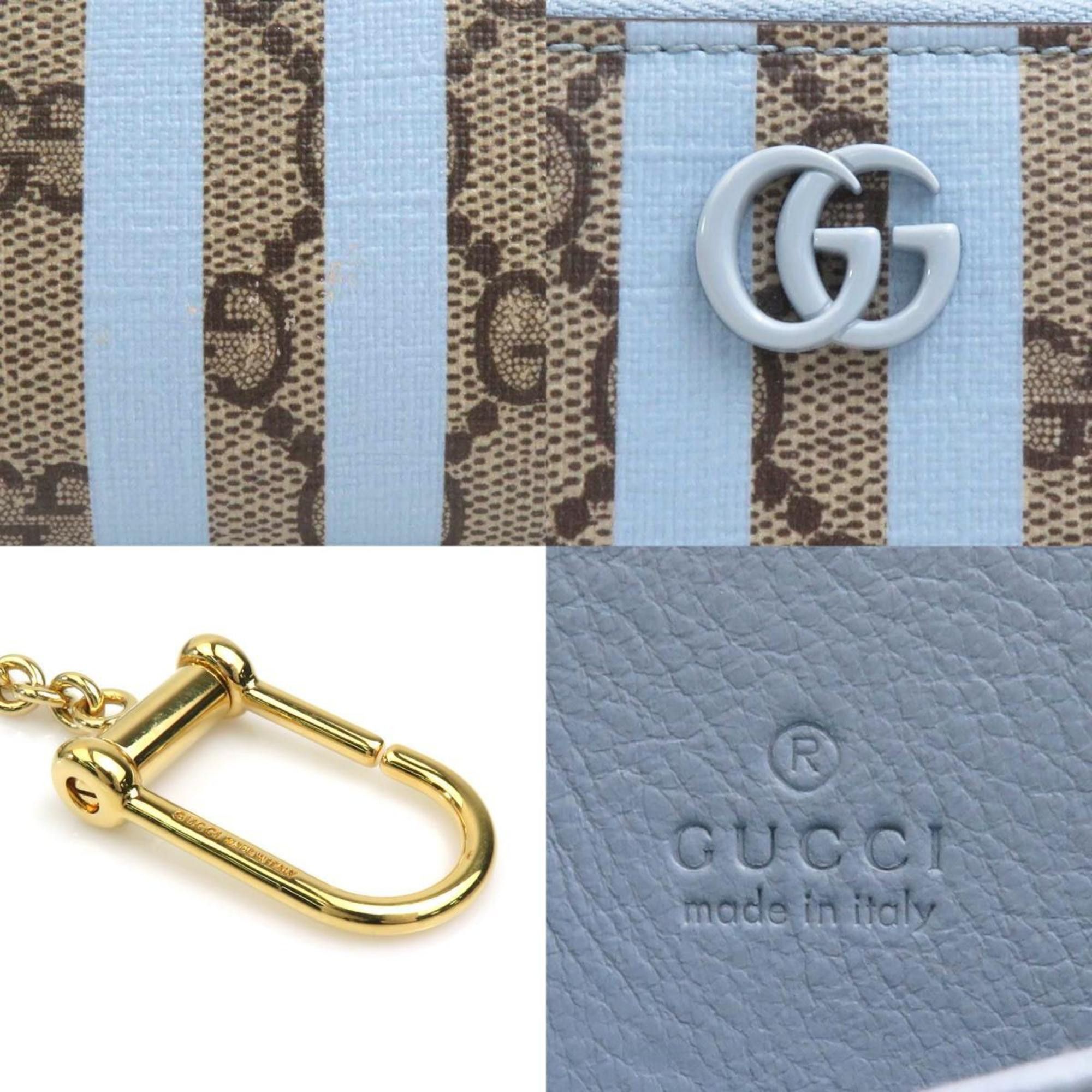 Gucci GUCCI Wallet/Coin Case Wallet GG Supreme Canvas Blue x Brown Men's Women's 701485 55796g Size ONE SIZE - 4 Thumbnail