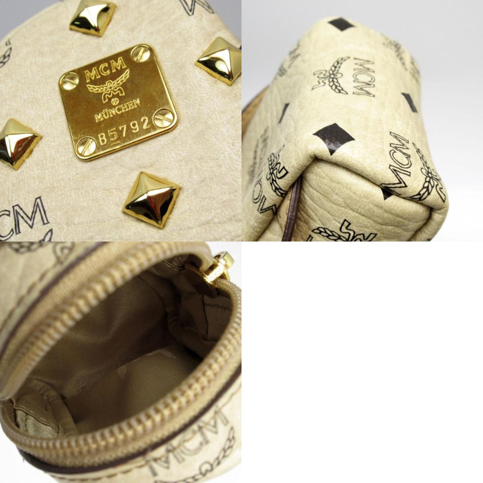 MCM MCM Charm Pouch Leather Metal Beige Black Gold Men's Women's w0869a Size ONE SIZE - 5 Thumbnail