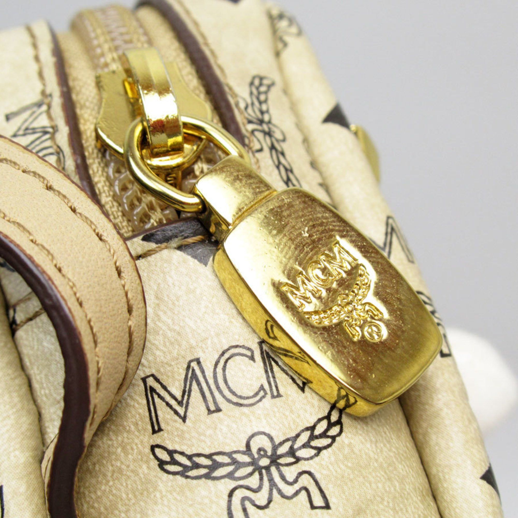 MCM MCM Charm Pouch Leather Metal Beige Black Gold Men's Women's w0869a Size ONE SIZE - 4 Thumbnail