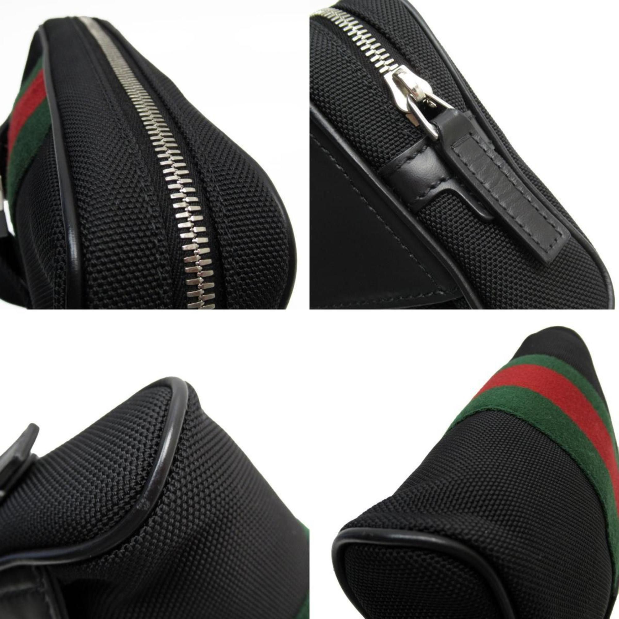 Gucci GUCCI Body Bag Sherry Line Nylon Canvas Black Silver Men's 630919 w0873k Size ONE SIZE - 4 Thumbnail