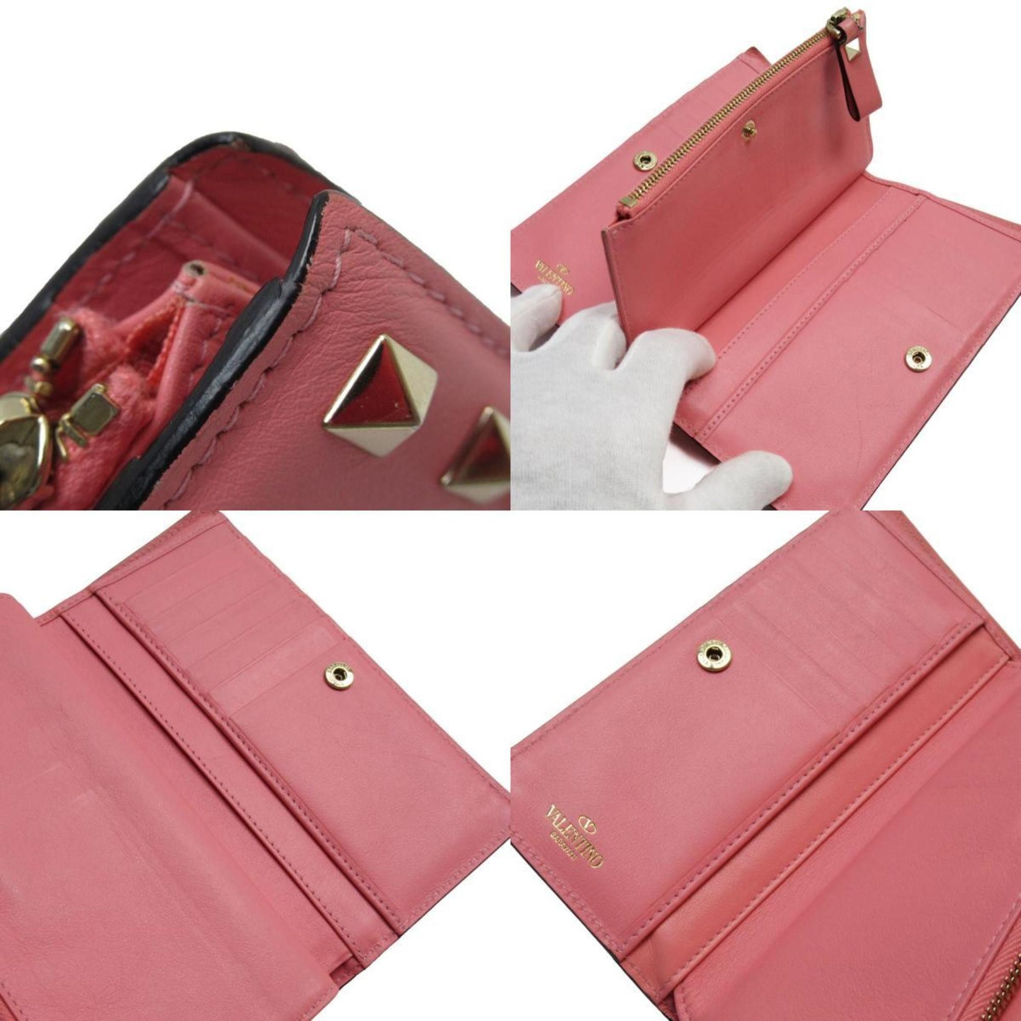 Valentino Valentino Garavani Bi-fold wallet Leather Metal Pink Gold Women's w0867a Size ONE SIZE - 4 Thumbnail