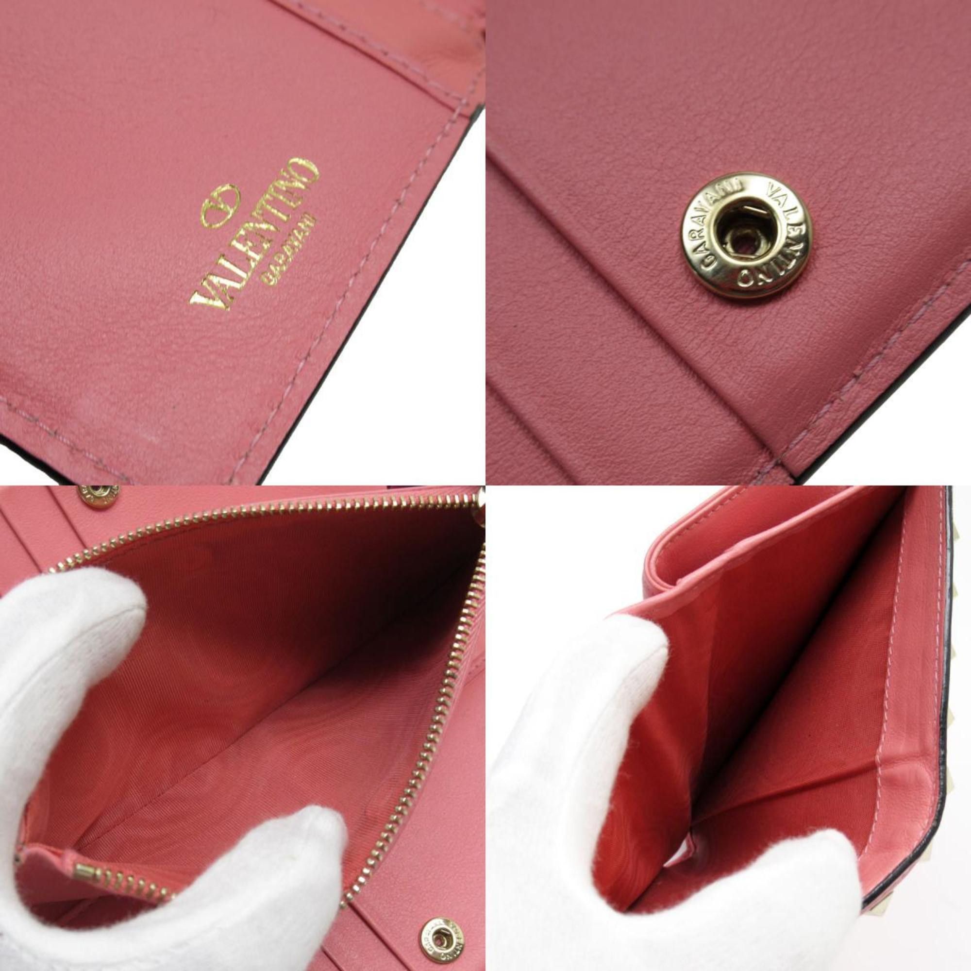 Valentino Valentino Garavani Bi-fold wallet Leather Metal Pink Gold Women's w0867a Size ONE SIZE - 5 Thumbnail