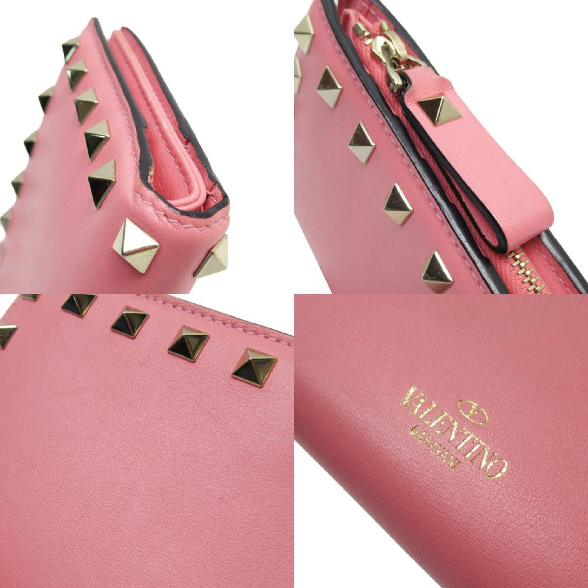 Valentino Valentino Garavani Bi-fold wallet Leather Metal Pink Gold Women's w0867a Size ONE SIZE - 3 Thumbnail