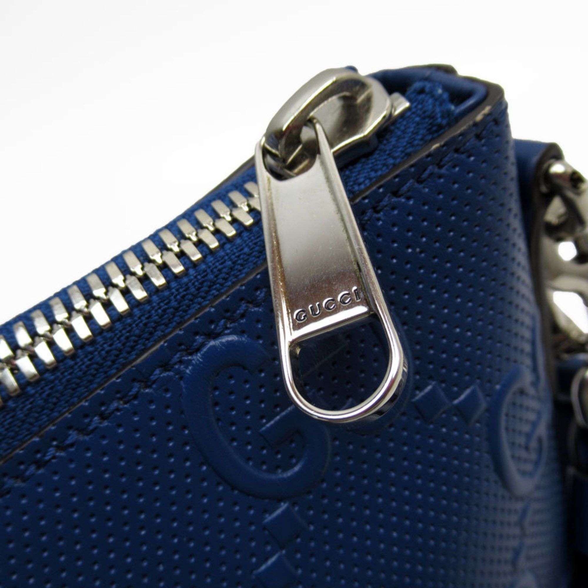 Gucci GUCCI Shoulder Bag GG Embossed Leather Blue Silver Men's 696009 w0858a Size ONE SIZE - 3 Thumbnail
