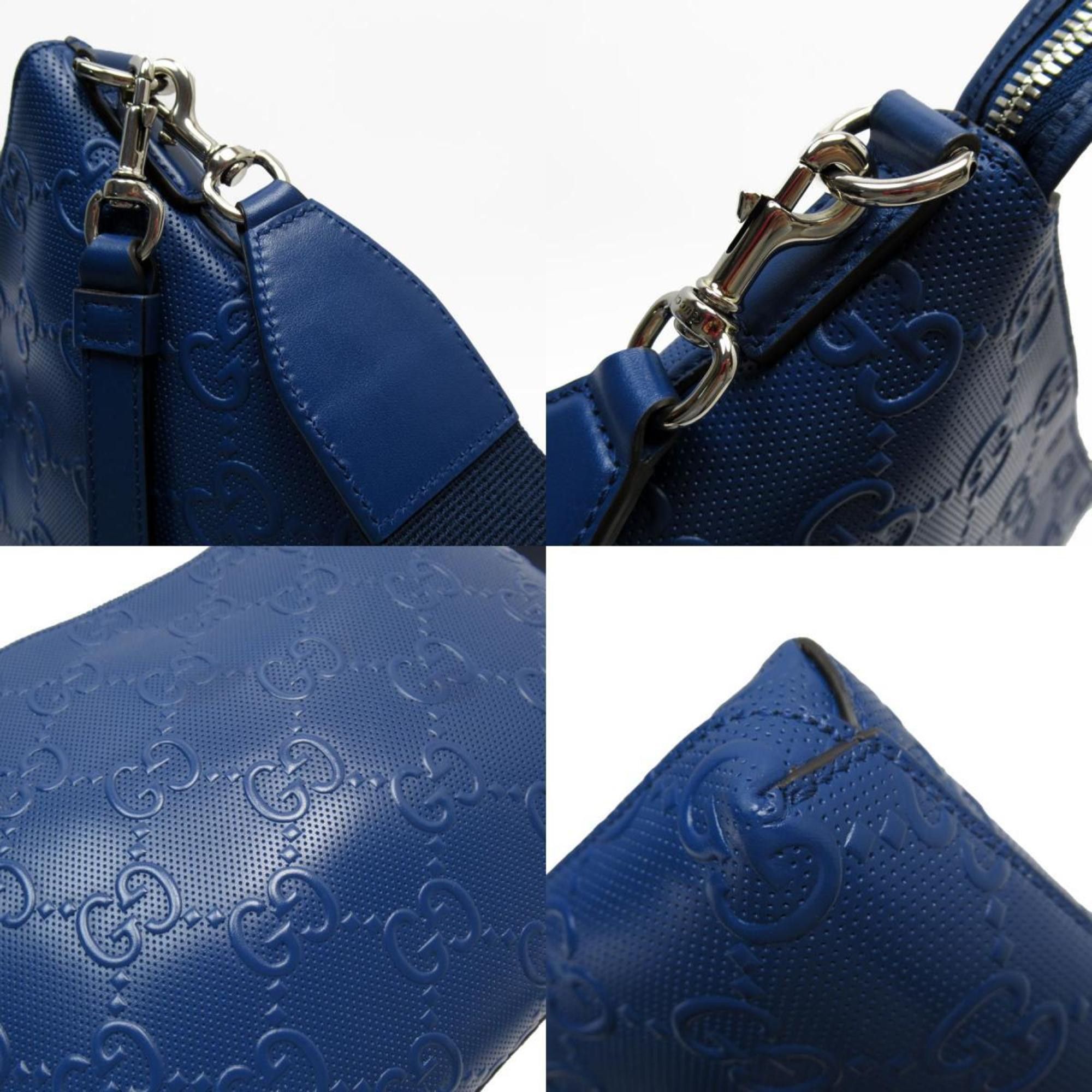 Gucci GUCCI Shoulder Bag GG Embossed Leather Blue Silver Men's 696009 w0858a Size ONE SIZE - 4 Thumbnail