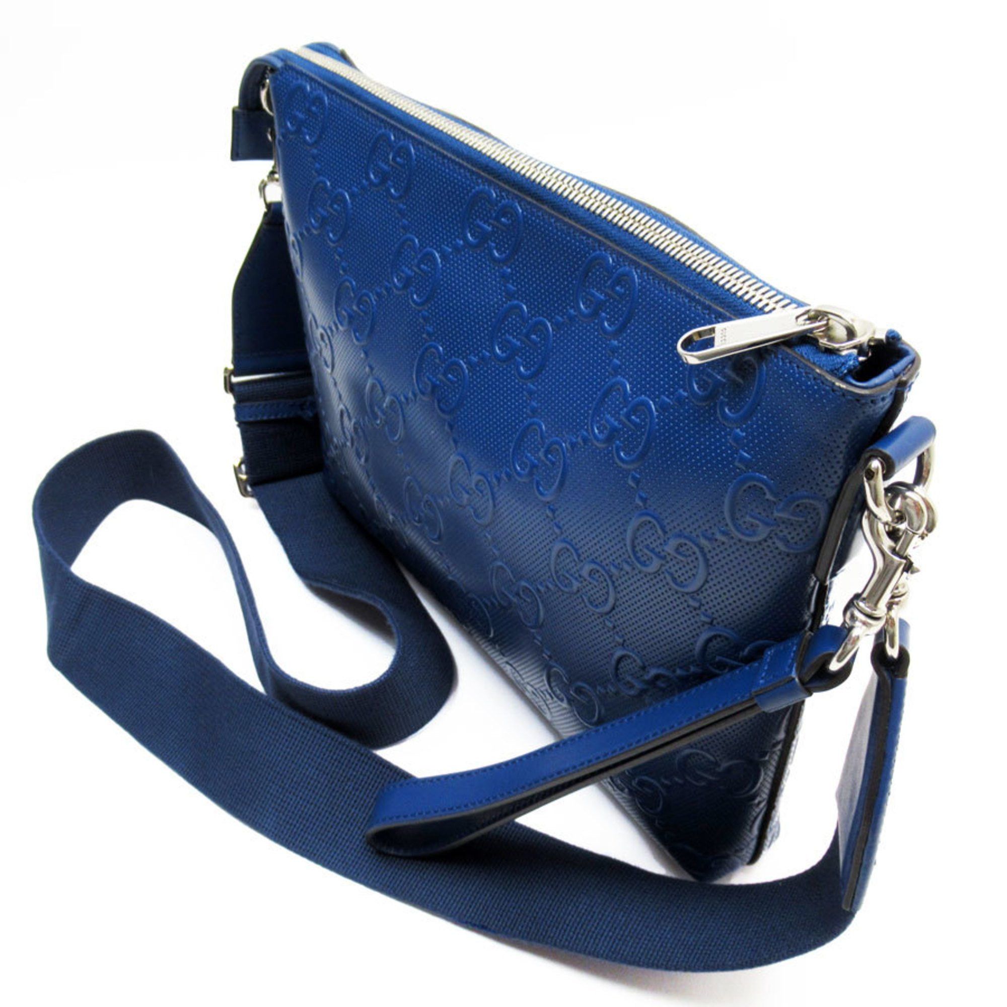 Gucci GUCCI Shoulder Bag GG Embossed Leather Blue Silver Men's 696009 w0858a Size ONE SIZE - 2 Thumbnail