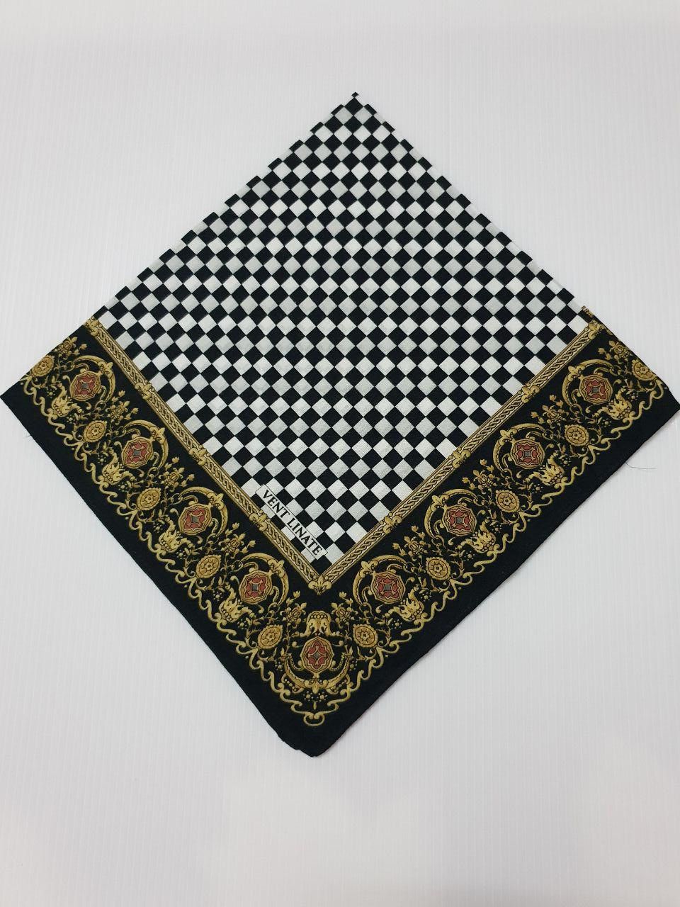 Designer × Vintage Handky Bandana Black And White With Frame Design Size ONE SIZE - 1 Thumbnail