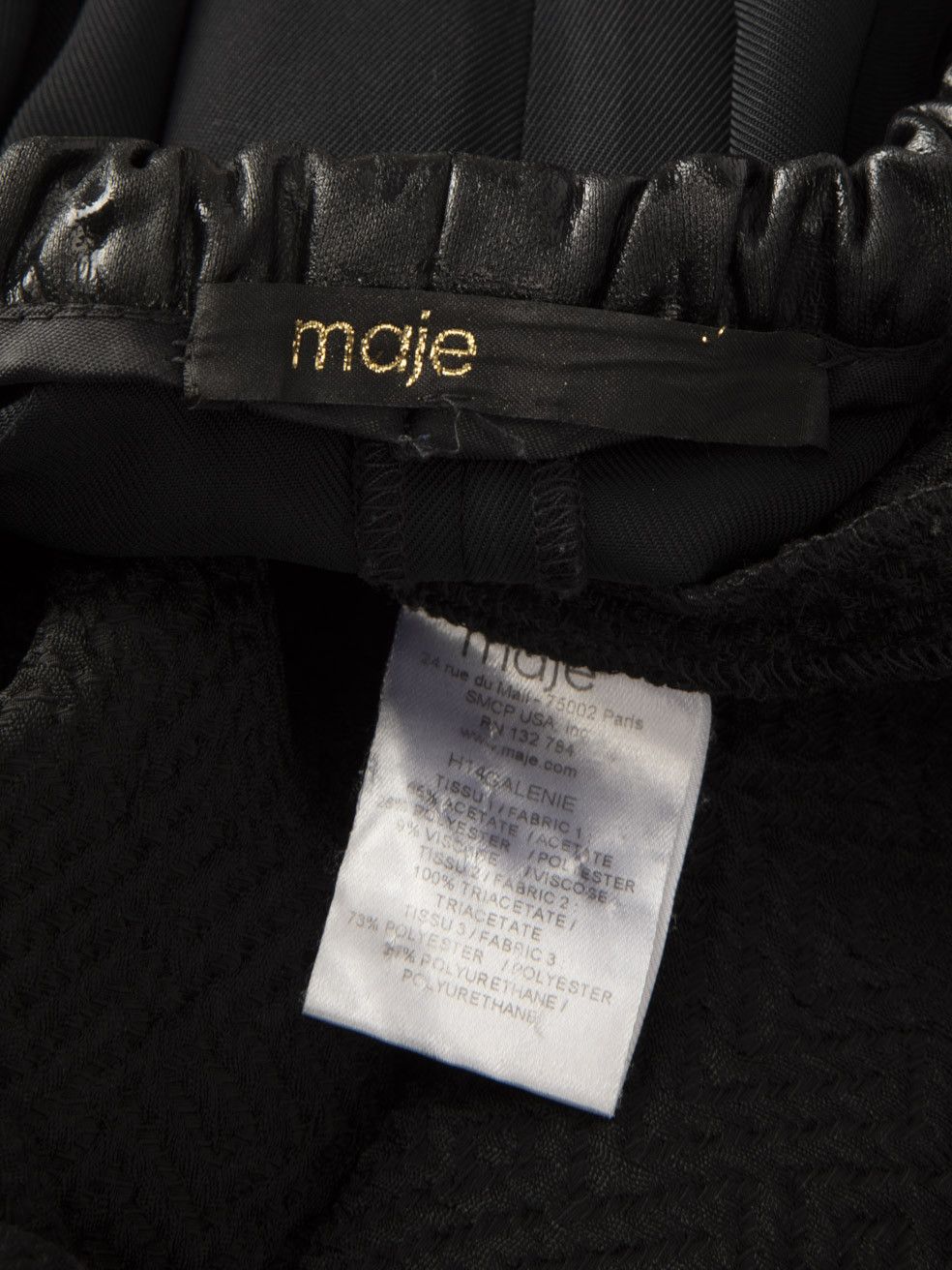 Maje Black Faux Leather Trim Long Sleeve Dress Size M / US 6-8 / IT 42-44 - 9 Thumbnail