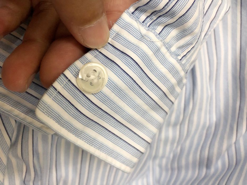 Comme Des Garcons Play Shirt Blue Striped Long Sleeve Button Down Heart ...