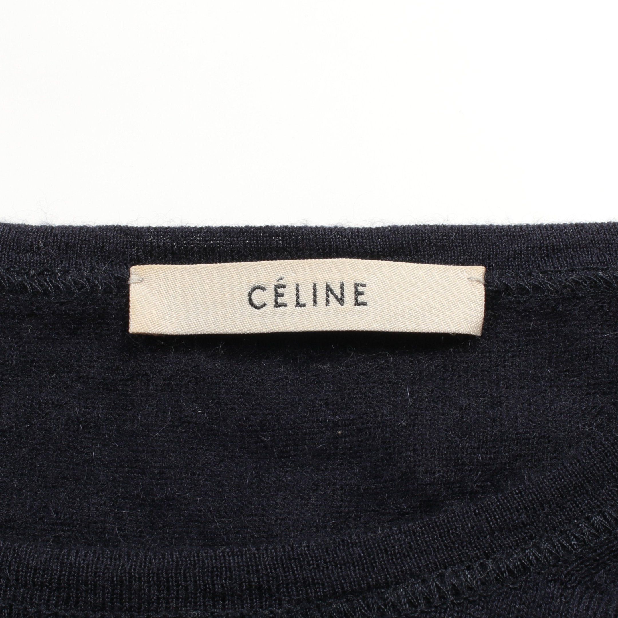 Celine Celine Knit Crew Neck Short Sleeve Cashmere Navy Size ONE SIZE - 3 Thumbnail