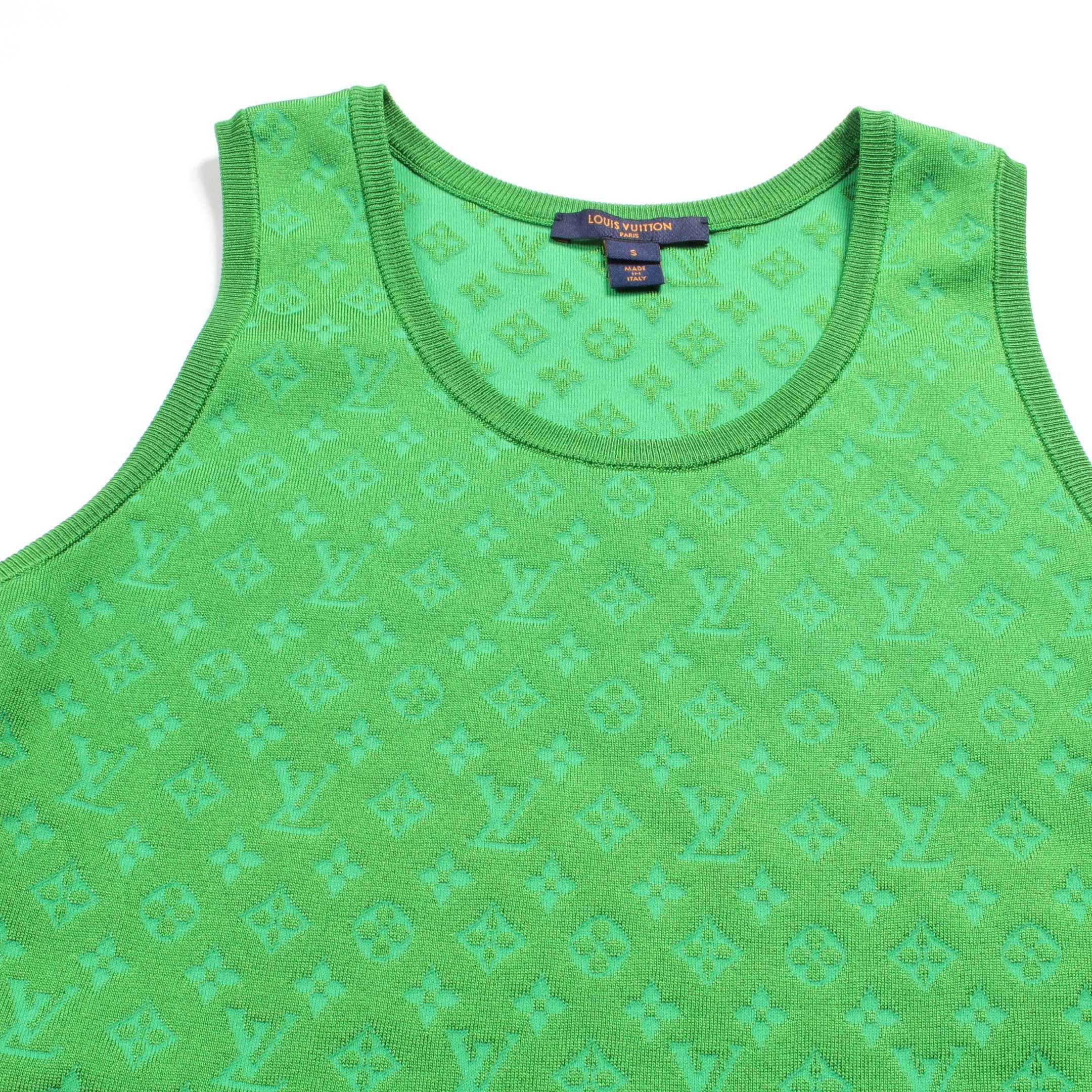 Louis Vuitton Louis Vuitton Monogram One Piece No Sleeve Silk Nylon Green Size ONE SIZE - 8 Thumbnail